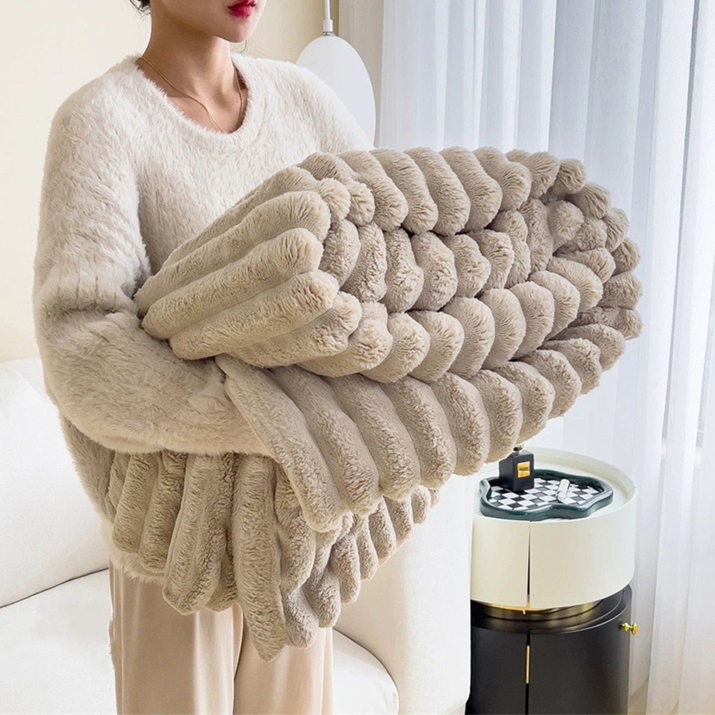 Fluffy Soft Warm Faux Rabbit Blanket