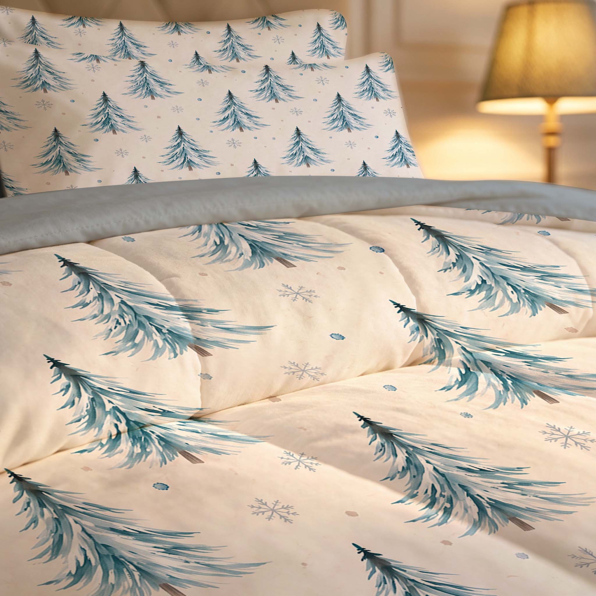 7-Piece Blue Christmas Tree Comforter Set