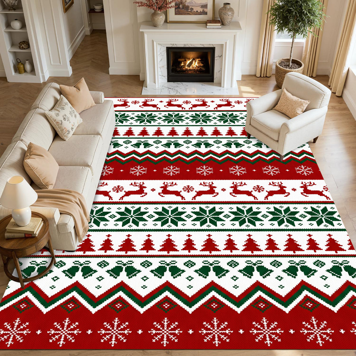 Liveonus Washable Christmas Area Rug for Home Holiday Decor