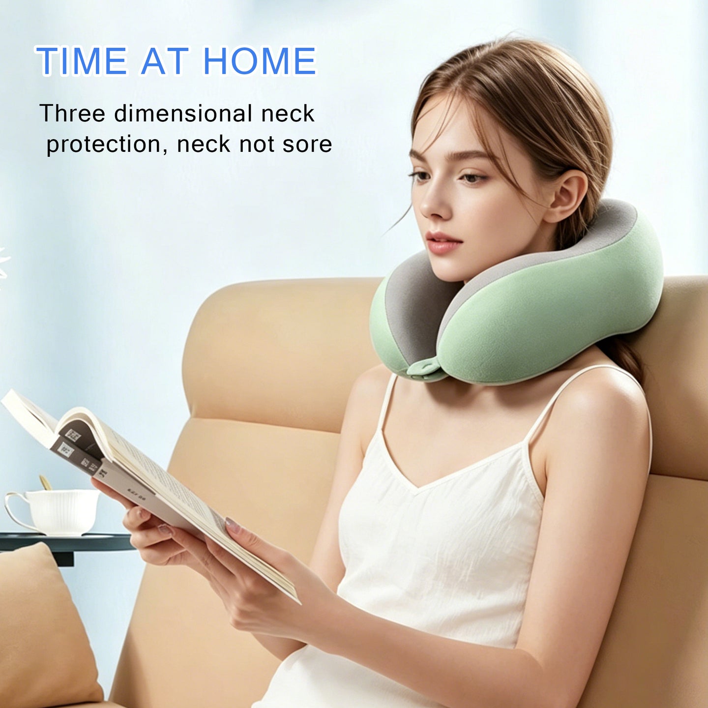 Ergonomic Travel Pillow with Capsule Case 360° Neck & Chin Support