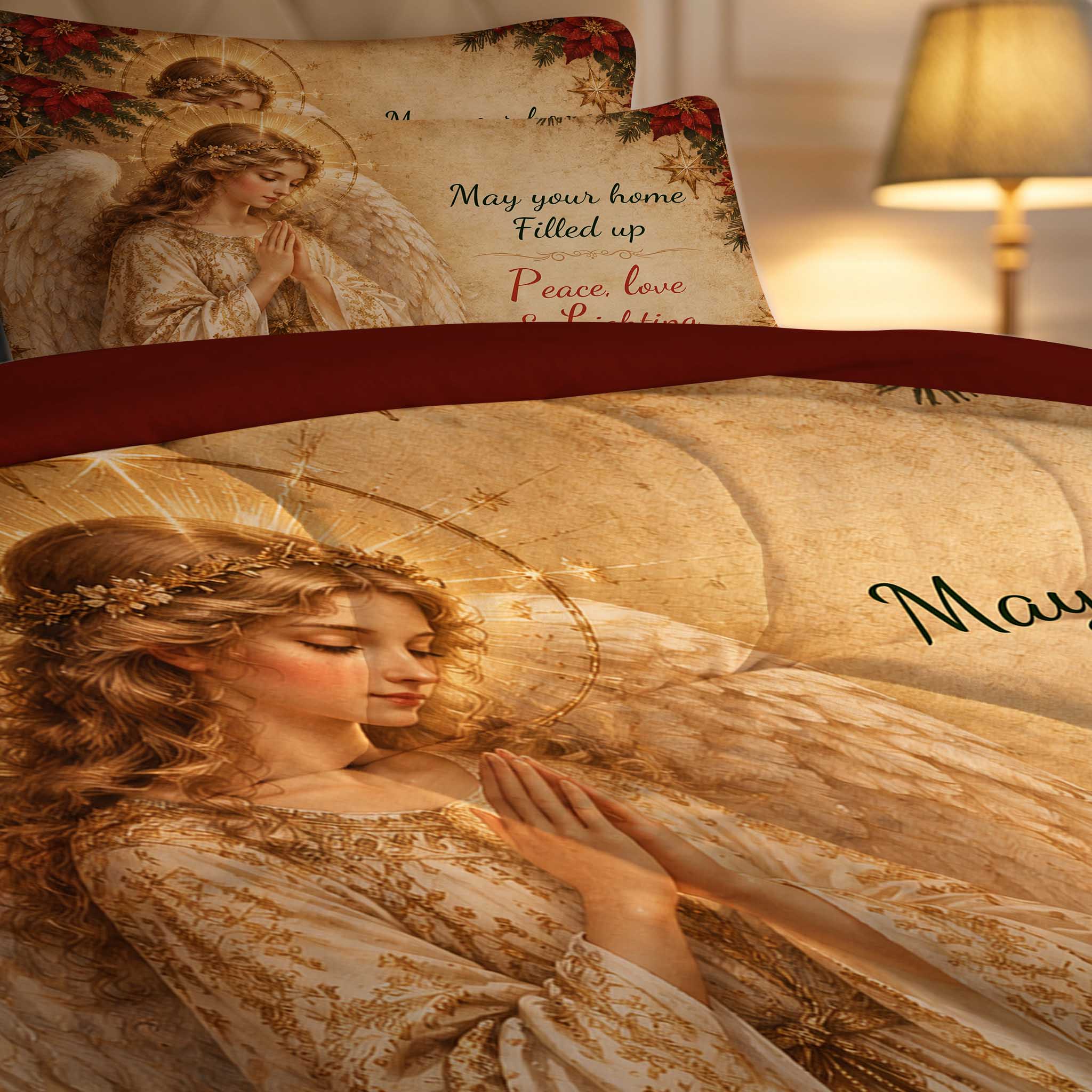 7-Piece Vintage Christmas Angel Comforter Set