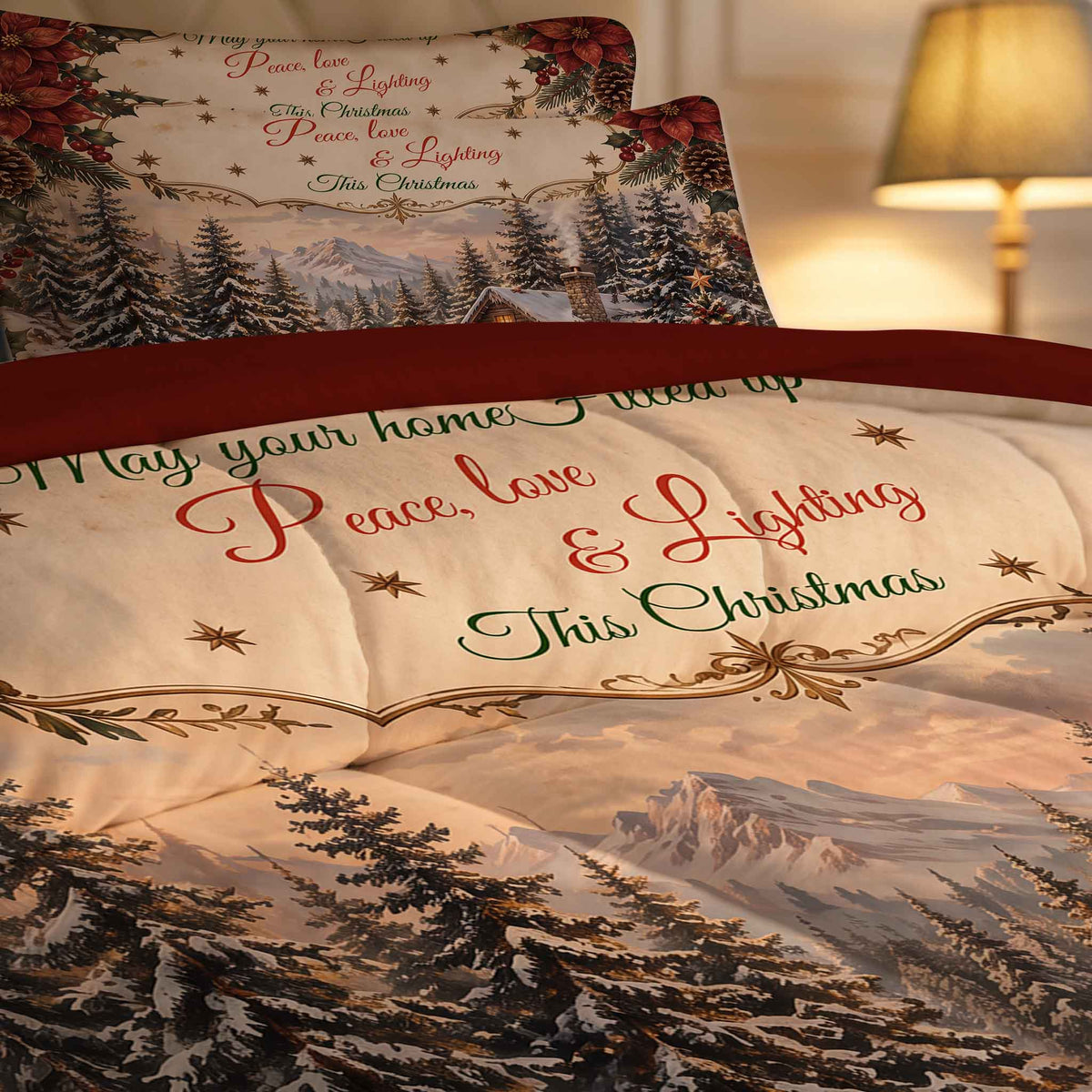 7-Piece Vintage Christmas Cabin Comforter Set