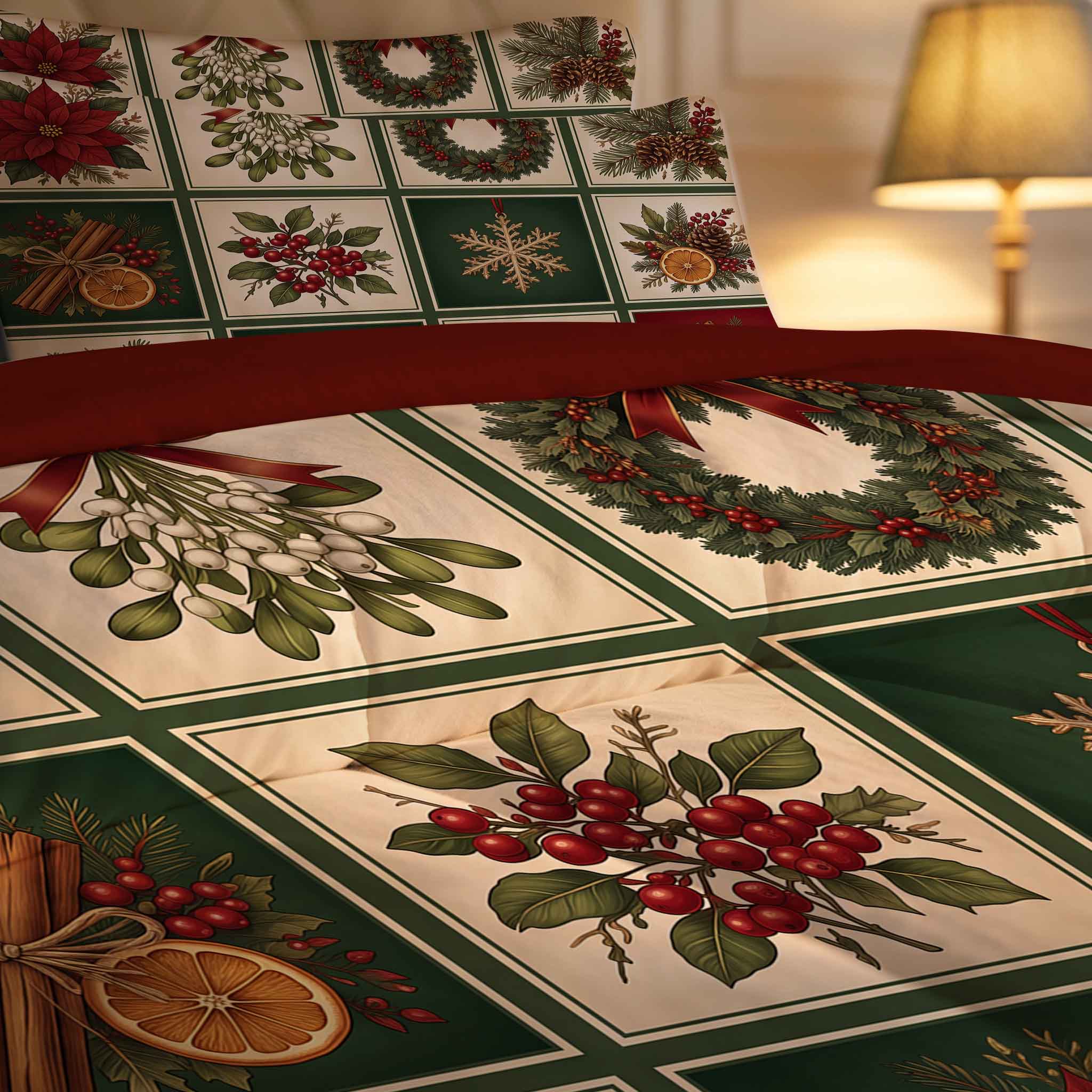 7-Piece Vintage Christmas Patchwork Comforter Set