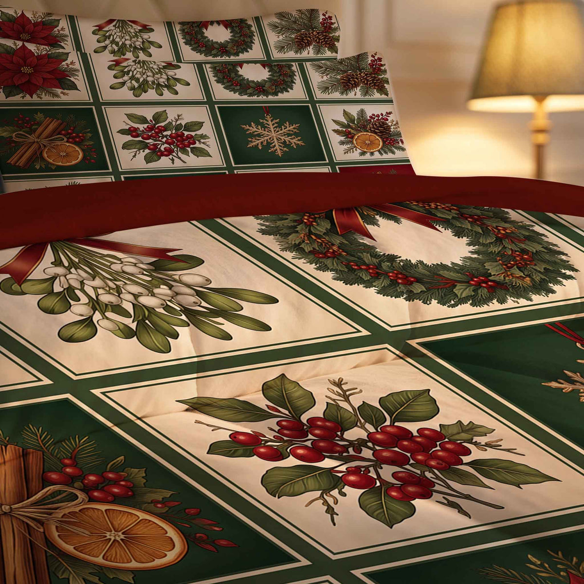 7-Piece Vintage Christmas Patchwork Comforter Set