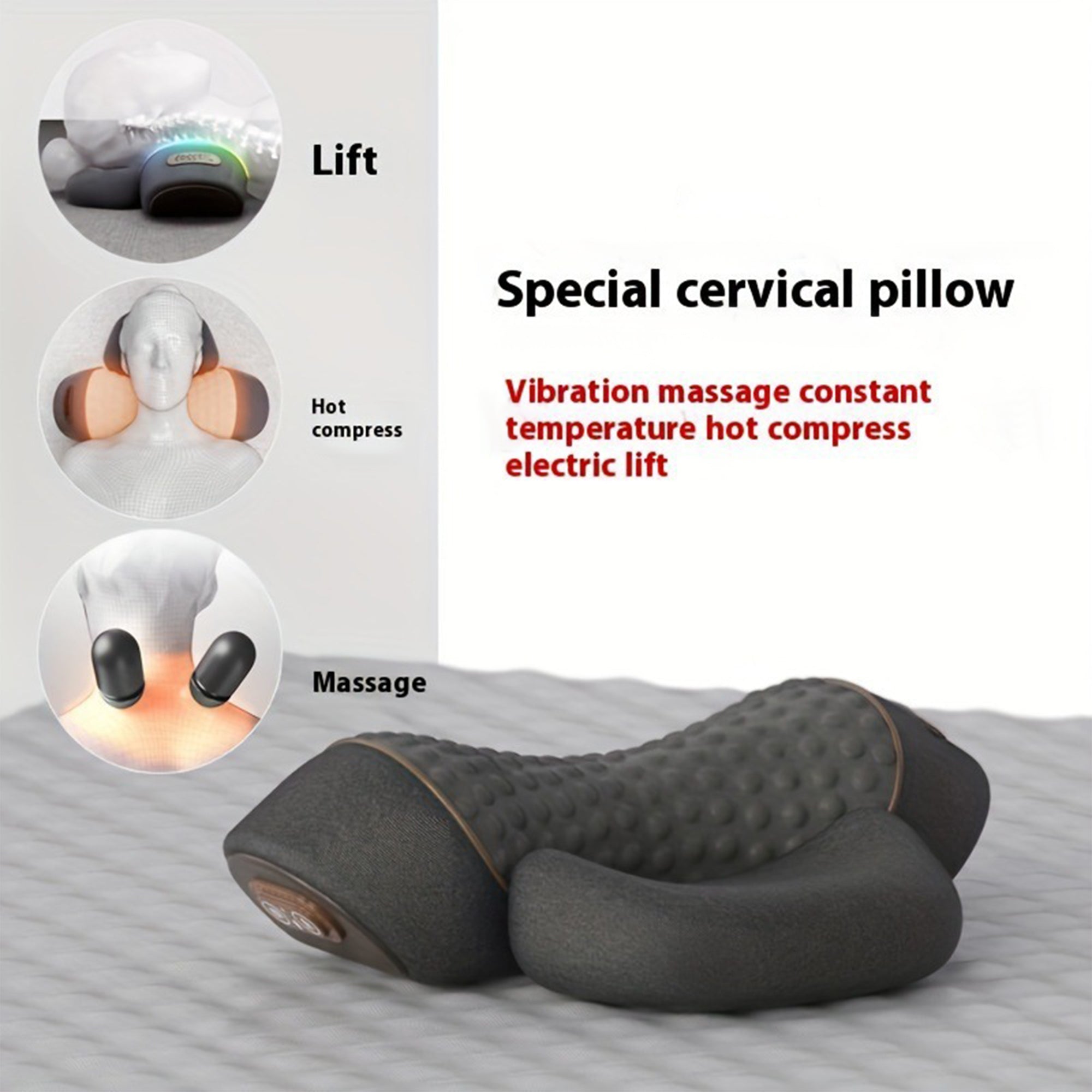 3-in-1 Heated Ergonomic Support Massager Pillow