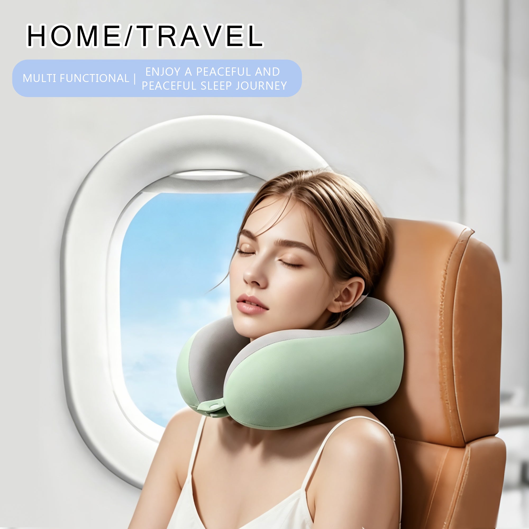 Ergonomic Travel Pillow with Capsule Case 360° Neck & Chin Support