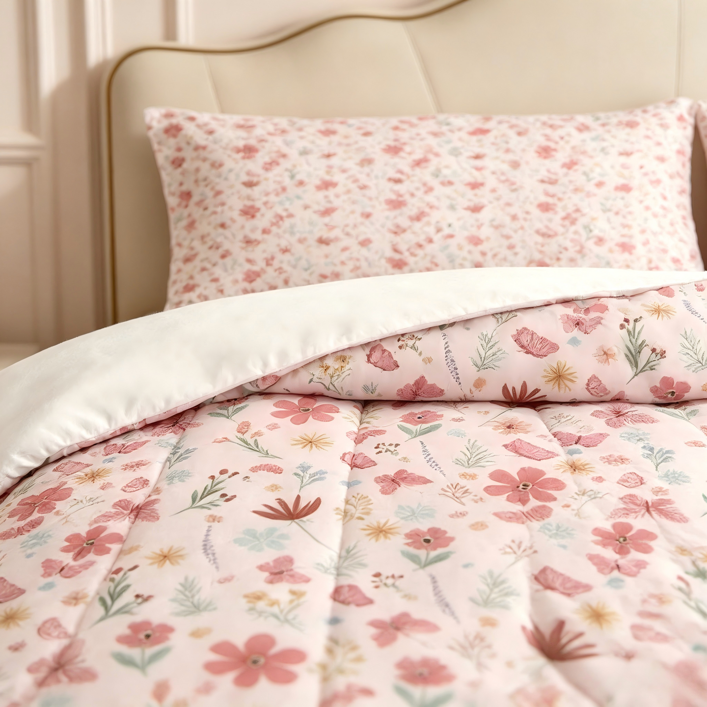 Liveonus 3 Pieces Cute Vintage Floral Soft Lightweight Comforter Set