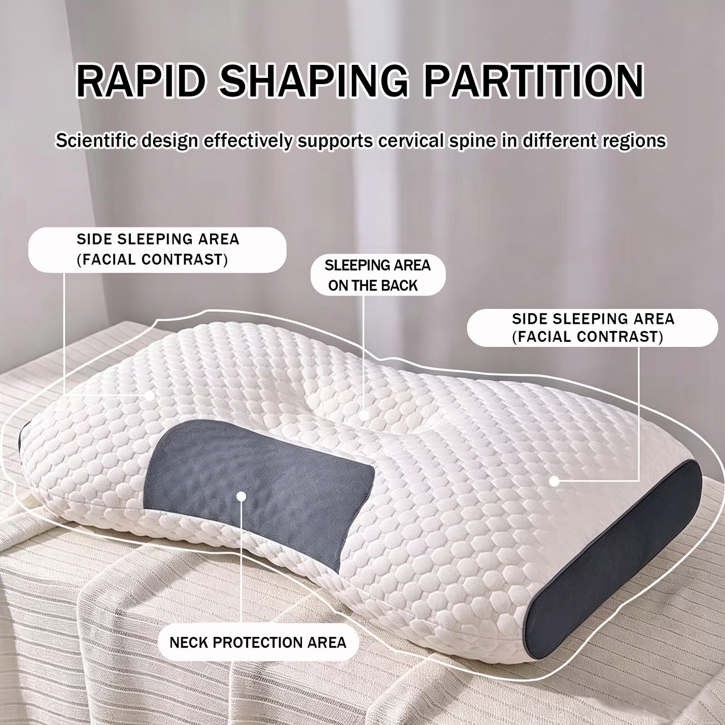 3D Bubble Knit Non-Collapse Ergonomic Partition Support Contour Pillow