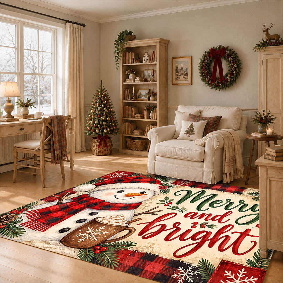 Snowman Christmas Non‑Slip Washable Area Rug