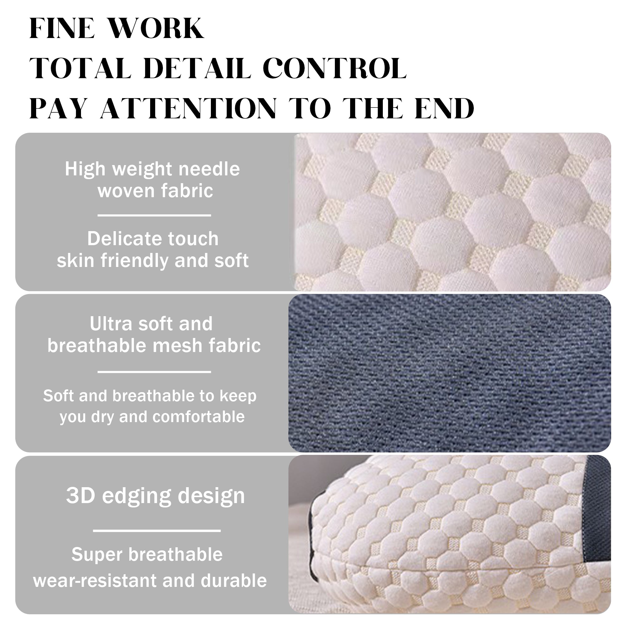 3D Bubble Knit Non-Collapse Ergonomic Partition Support Contour Pillow