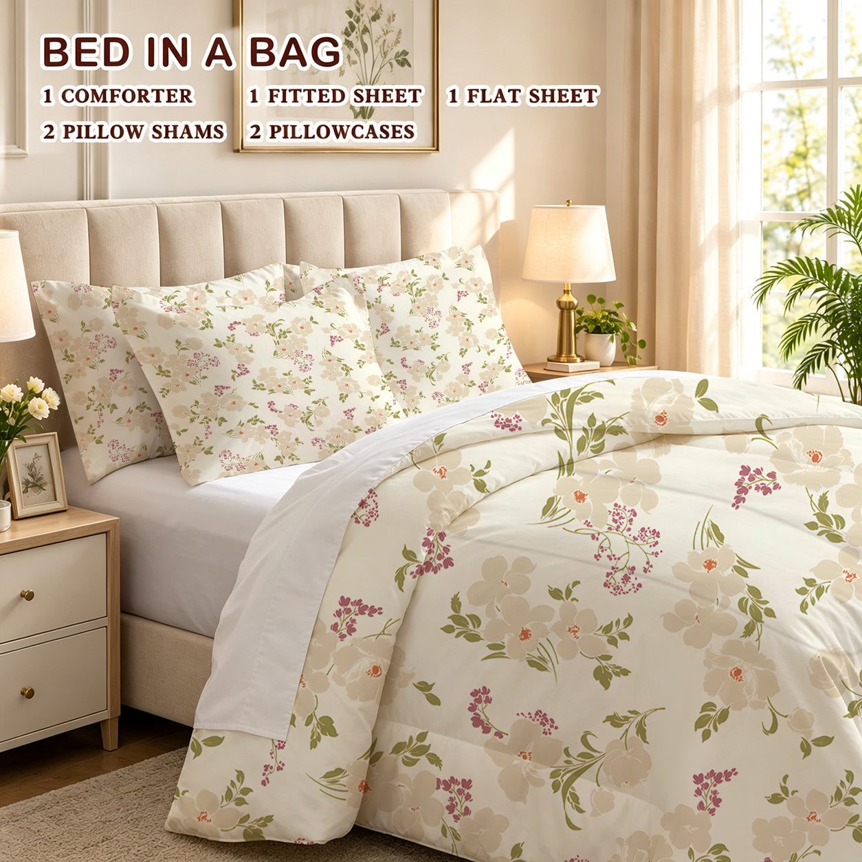 7-Piece Vintage Floral Comforter Set