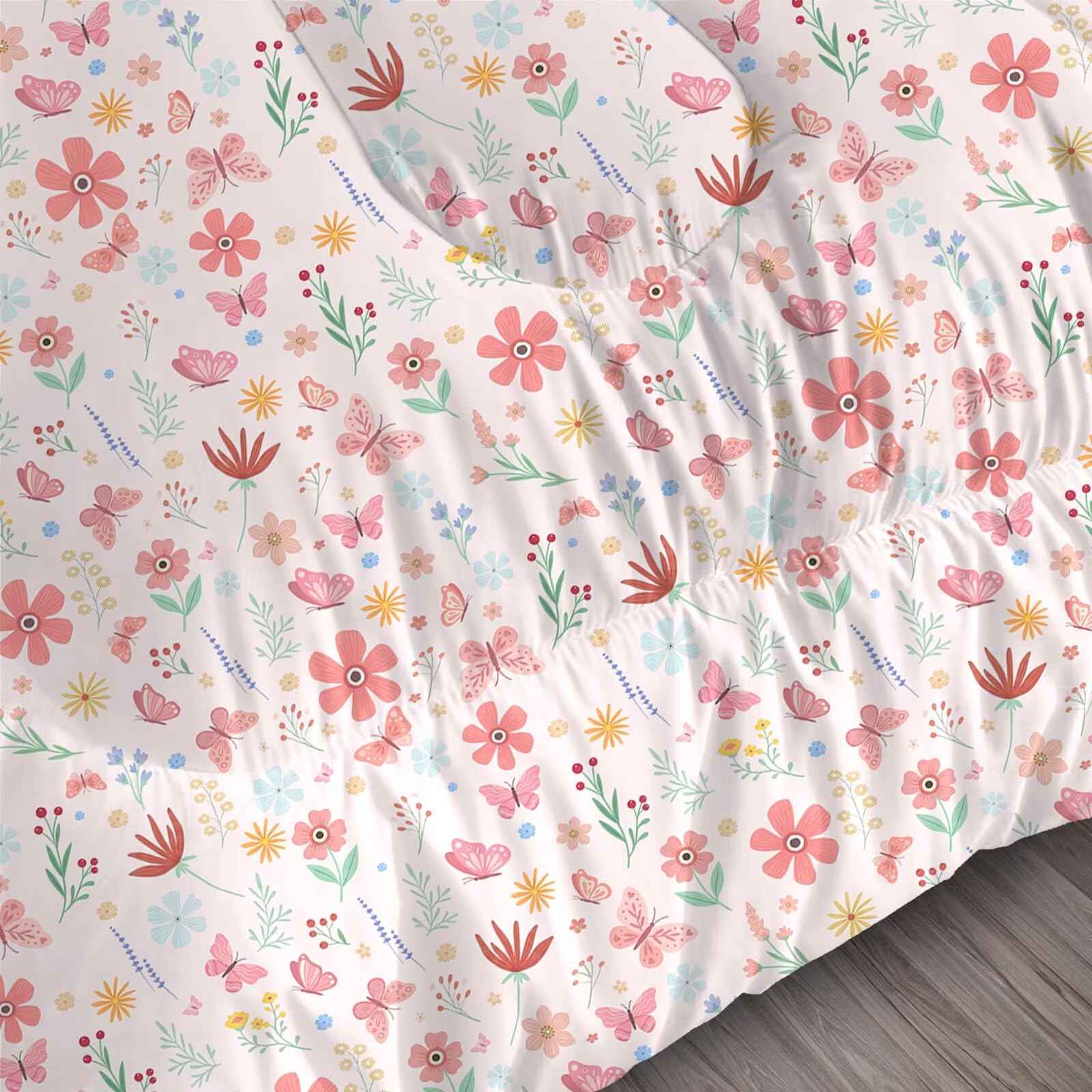 Liveonus 3 Pieces Cute Vintage Floral Soft Lightweight Comforter Set