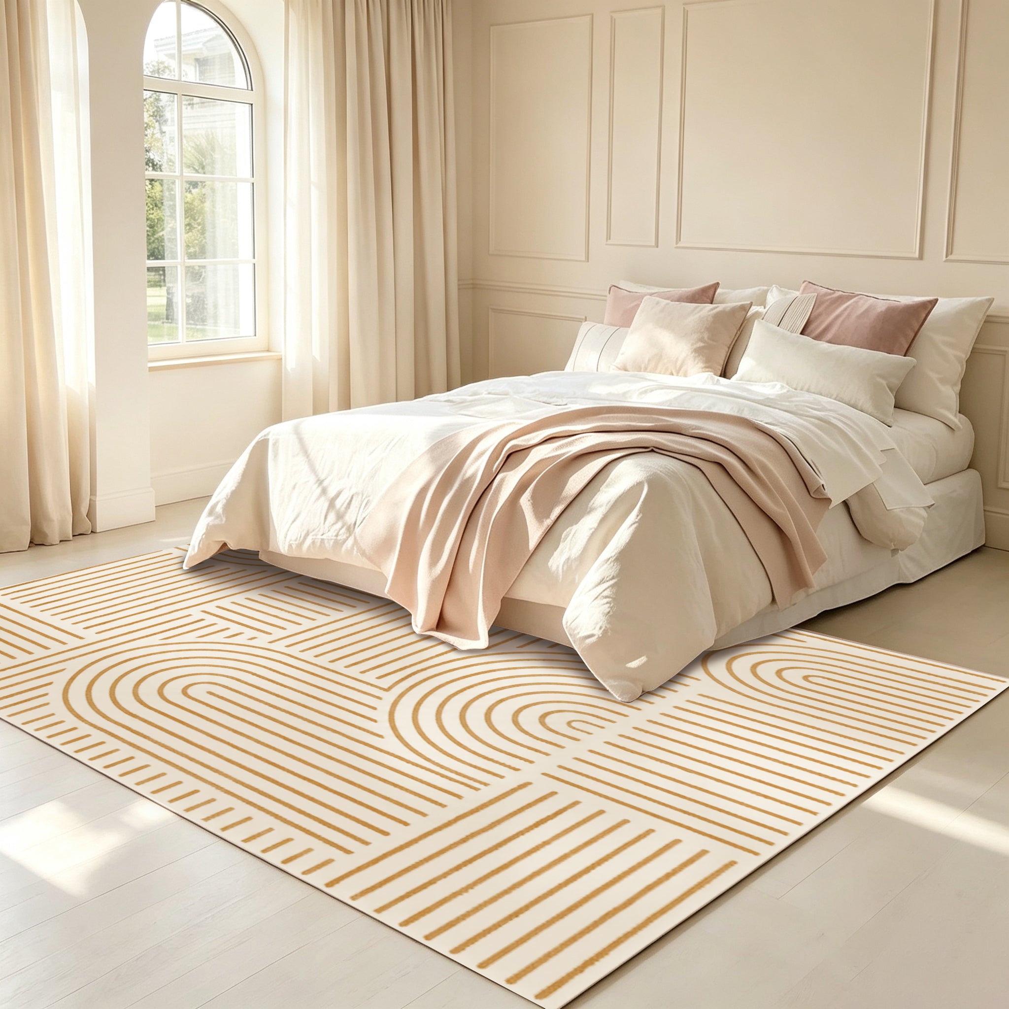 Liveonus Mid‑Century Modern Abstract Geometric Line Area Rug