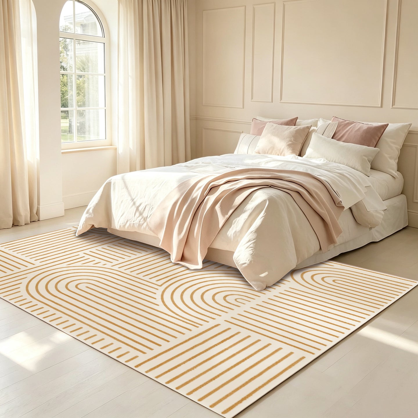 Liveonus Mid‑Century Modern Abstract Geometric Line Area Rug