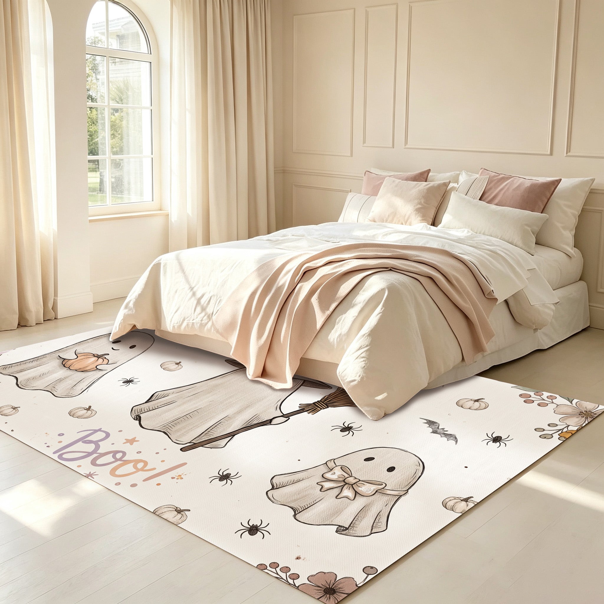 Liveonus Halloween Ghost Pumpkin Non‑Slip Area Rug