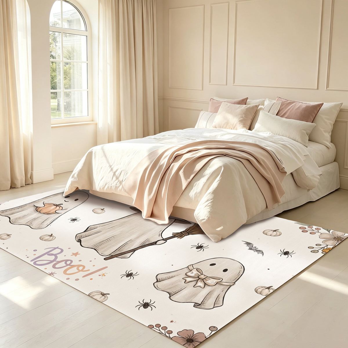 Liveonus Halloween Ghost Pumpkin Non‑Slip Area Rug
