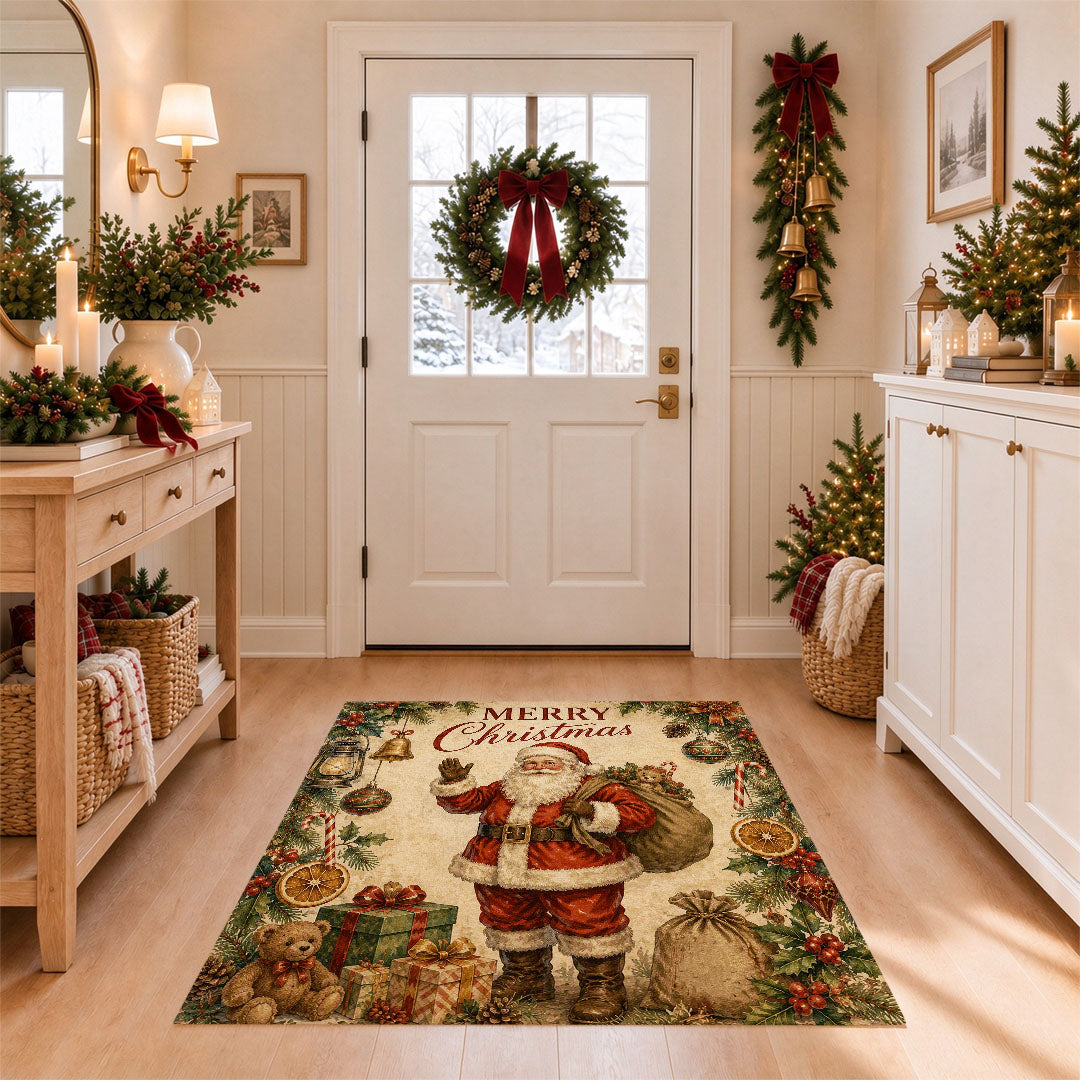 Vintage Christmas Non‑Slip Washable Area Rug