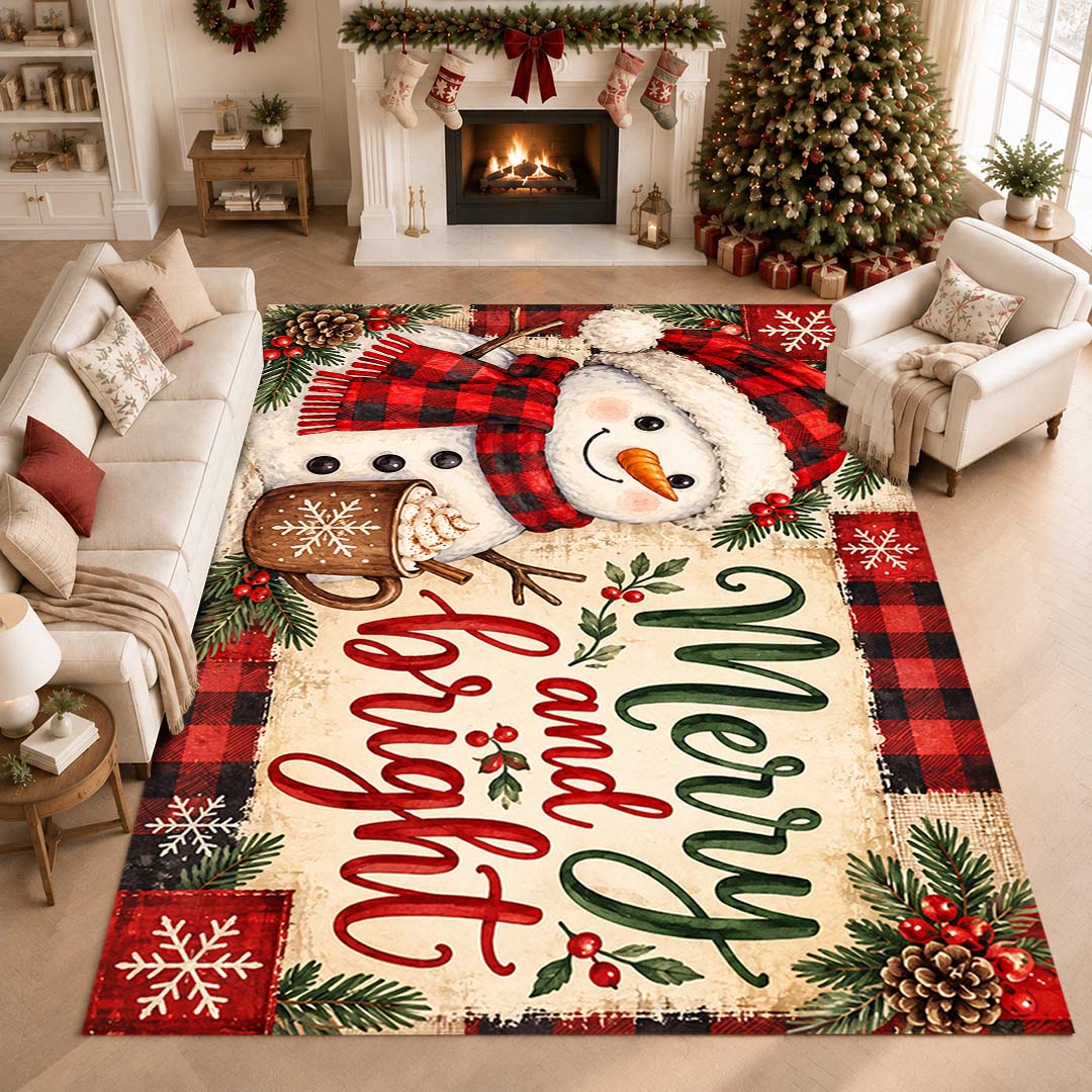 Snowman Christmas Non‑Slip Washable Area Rug