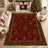 Vintage Christmas Tree Holly Berry Washable Area Rug
