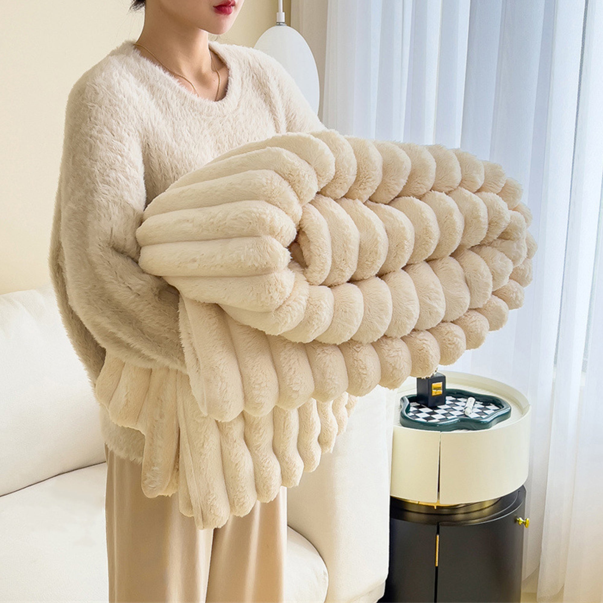 Fluffy Soft Warm Faux Rabbit Blanket
