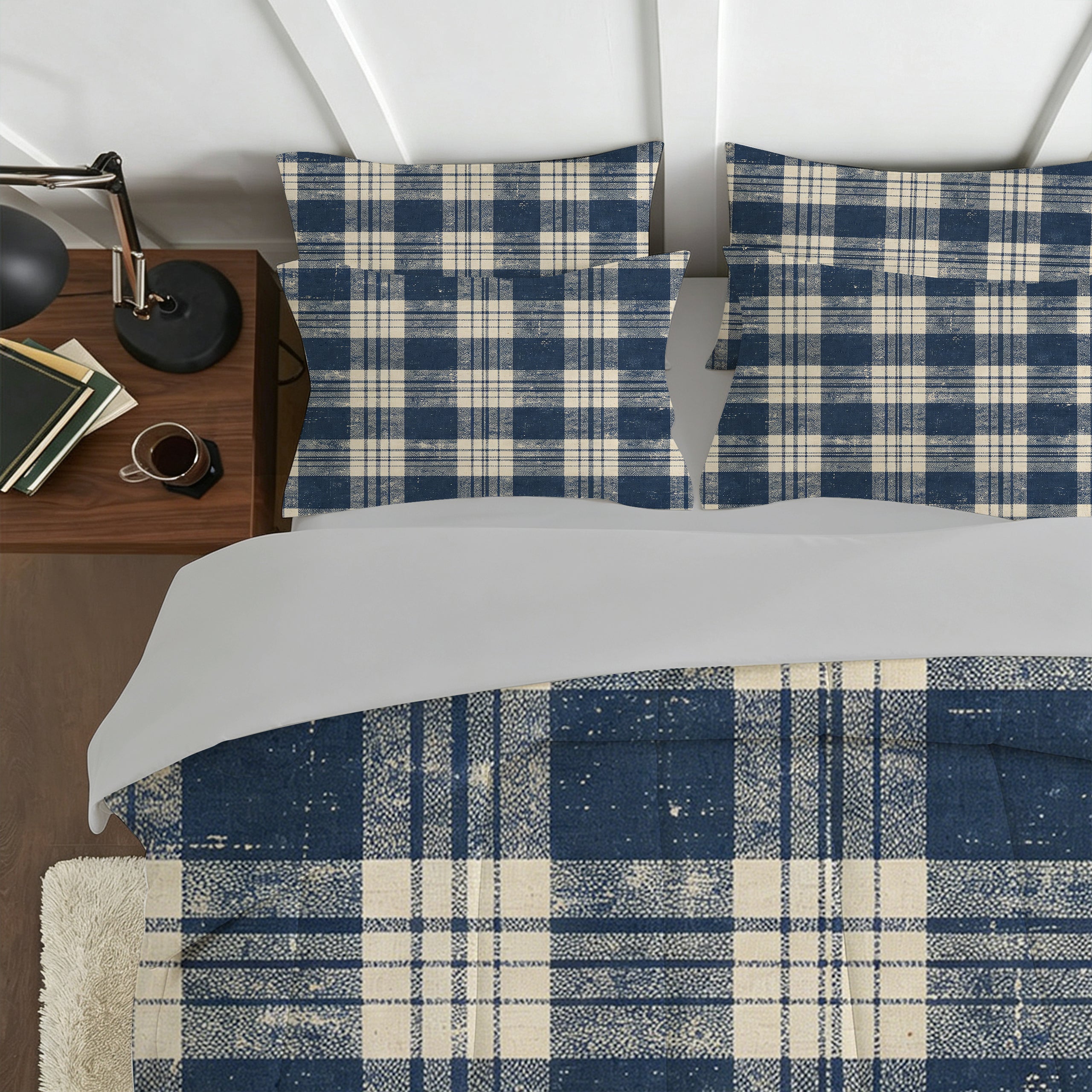7-Piece Blue Plaid Comforter Set