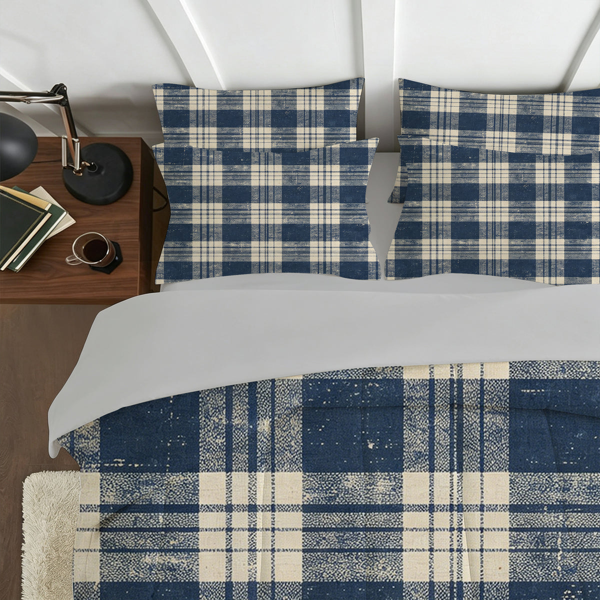7-Piece Blue Plaid Comforter Set