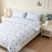 Liveonus Soft Lightweight Blue Butterfly Floral Comforter 3Pcs Bedding Set