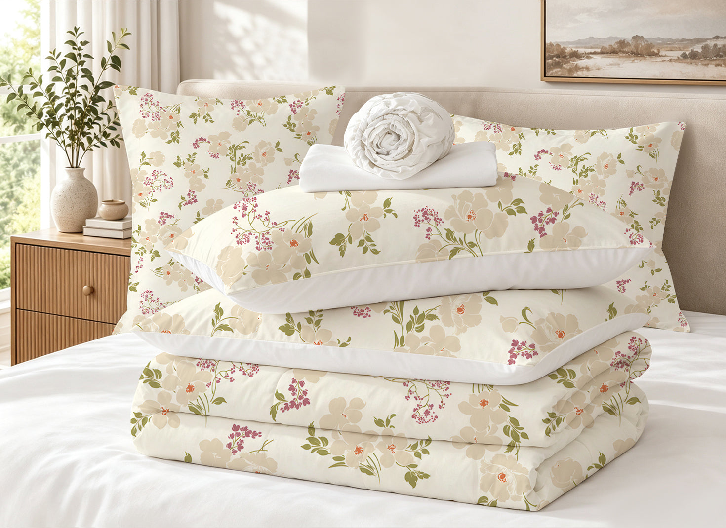 7-Piece Vintage Floral Comforter Set