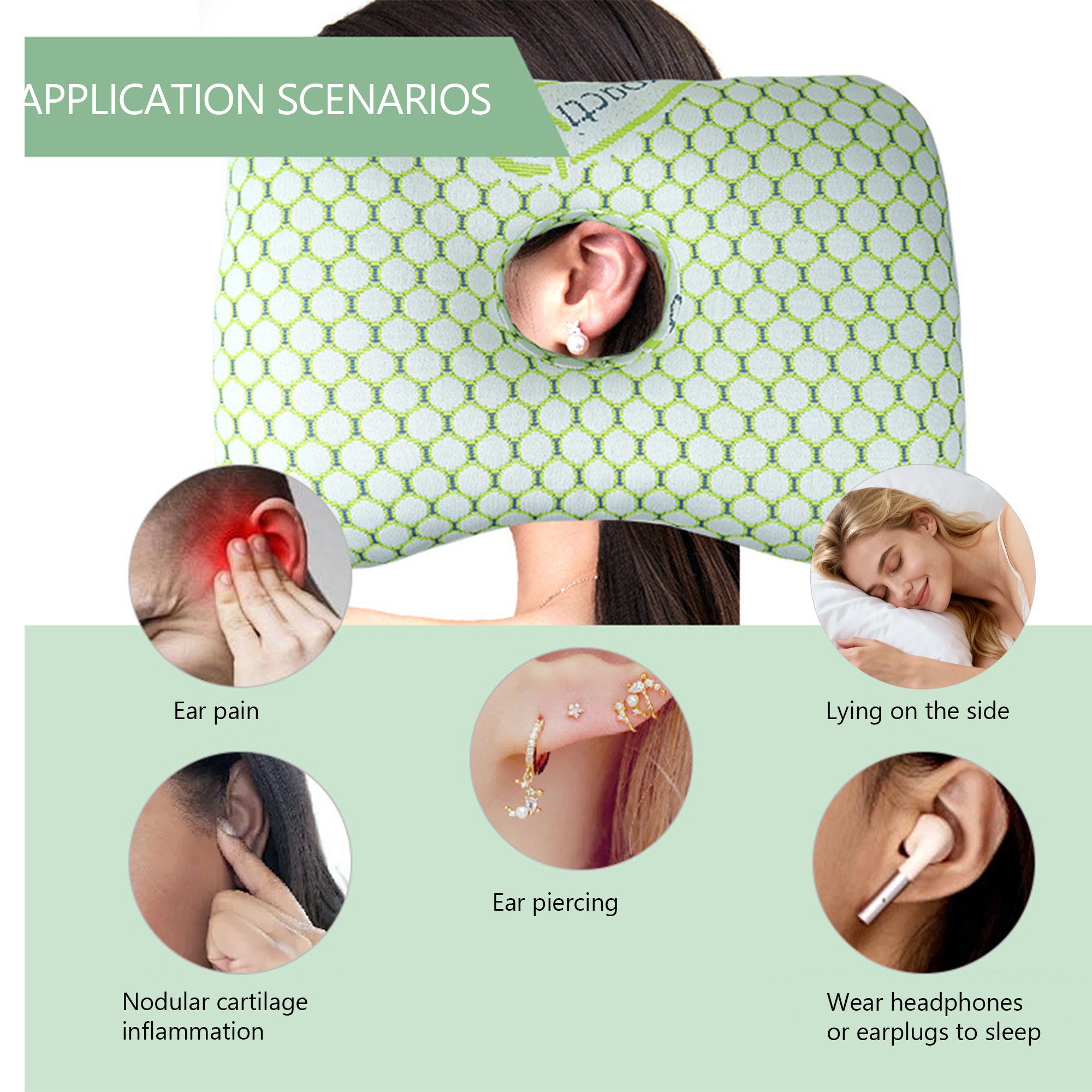 Ear Piercing Pillow for Side Sleepers,Ear Pressure Relief & Neck Support Design