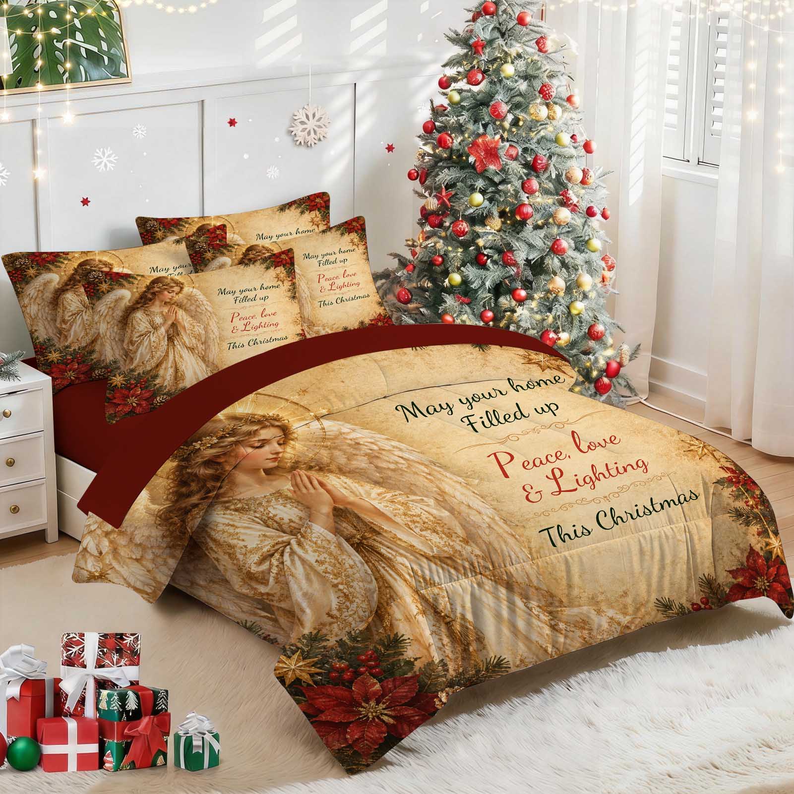 7-Piece Vintage Christmas Angel Comforter Set