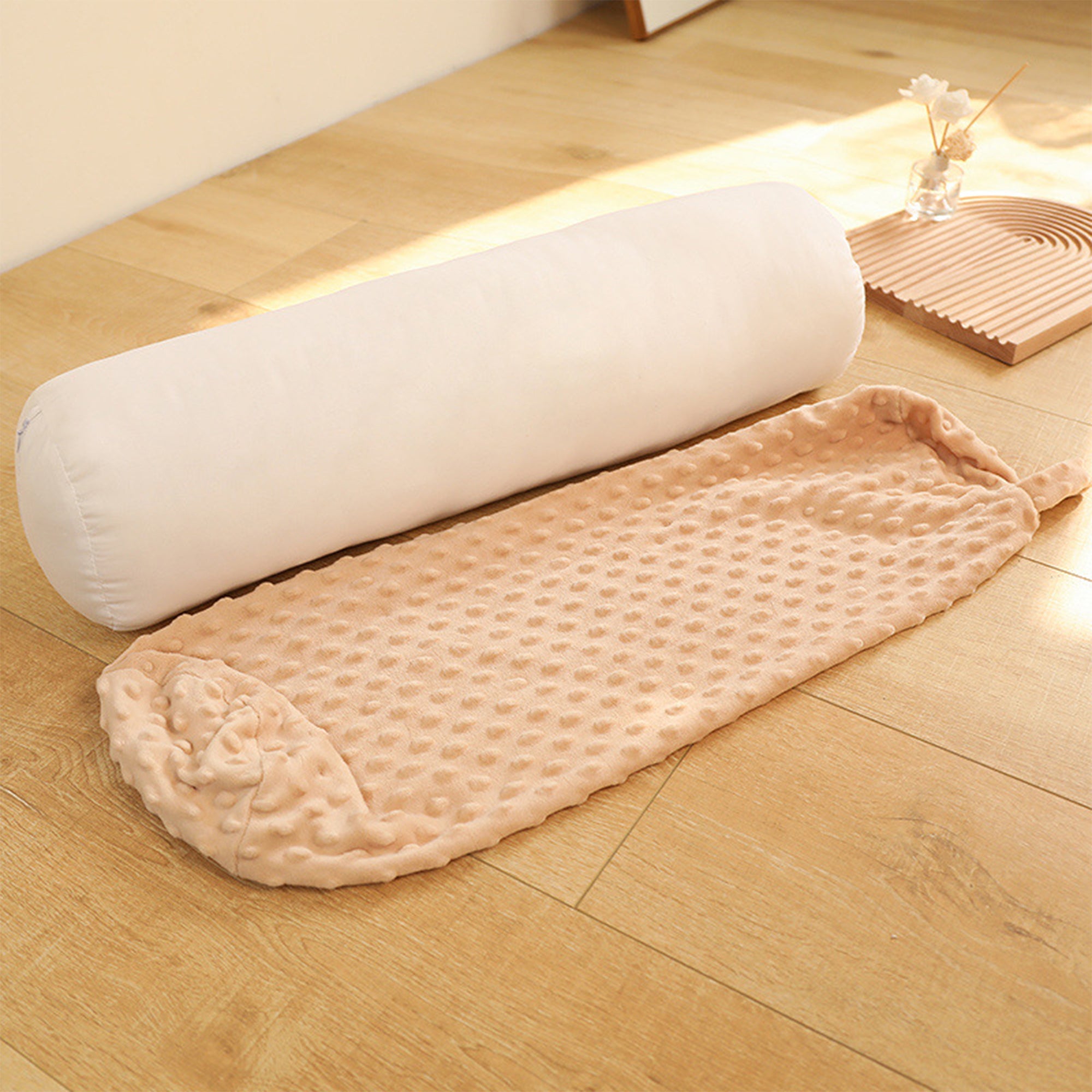 Long Round Minky Dot Huggable Bolster Body Pillow with Removable Washable Cover