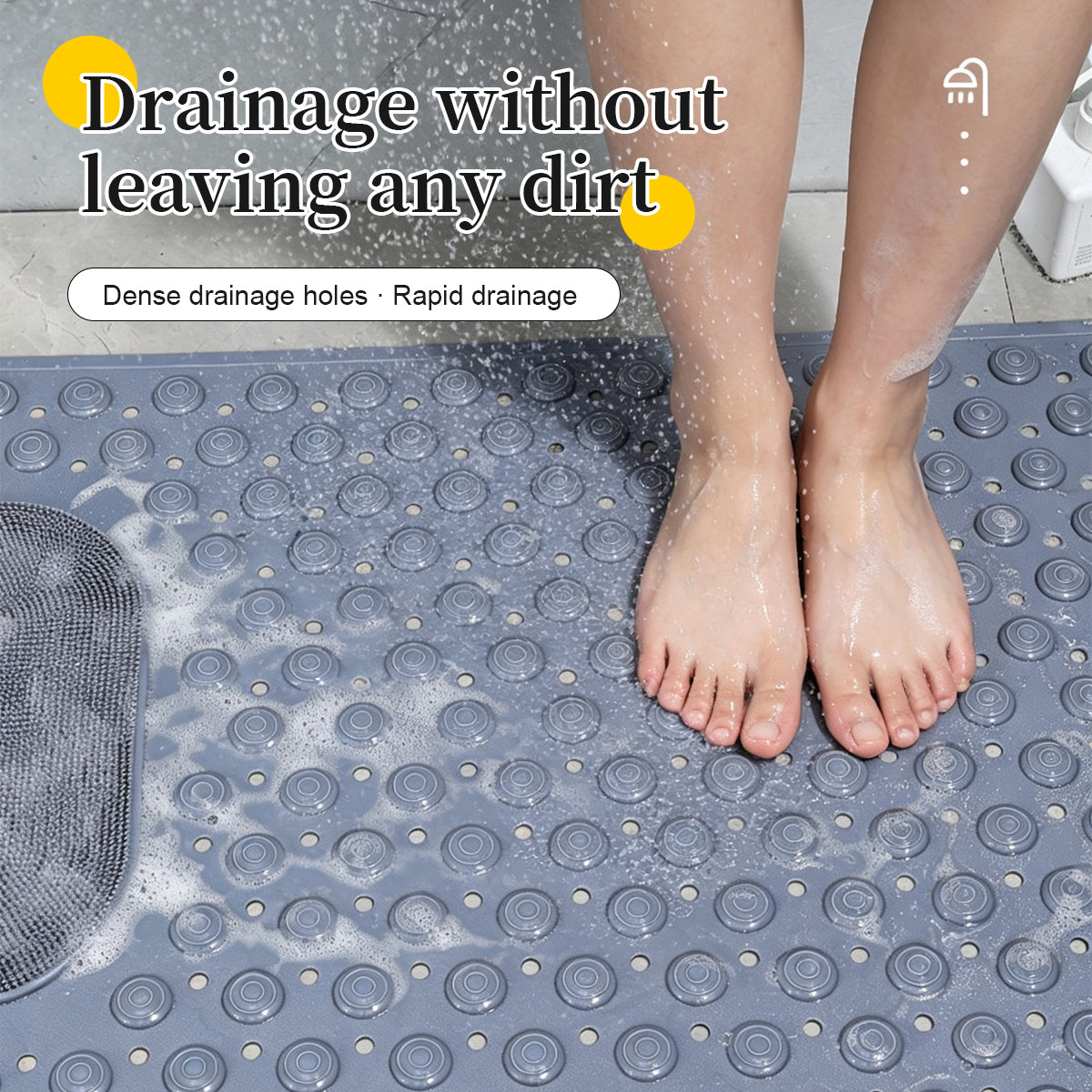 Liveonus Anti Slip Shower Mat With Foot Scrubber