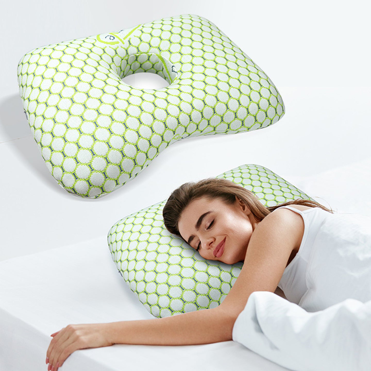 Ear Piercing Pillow for Side Sleepers,Ear Pressure Relief & Neck Support Design