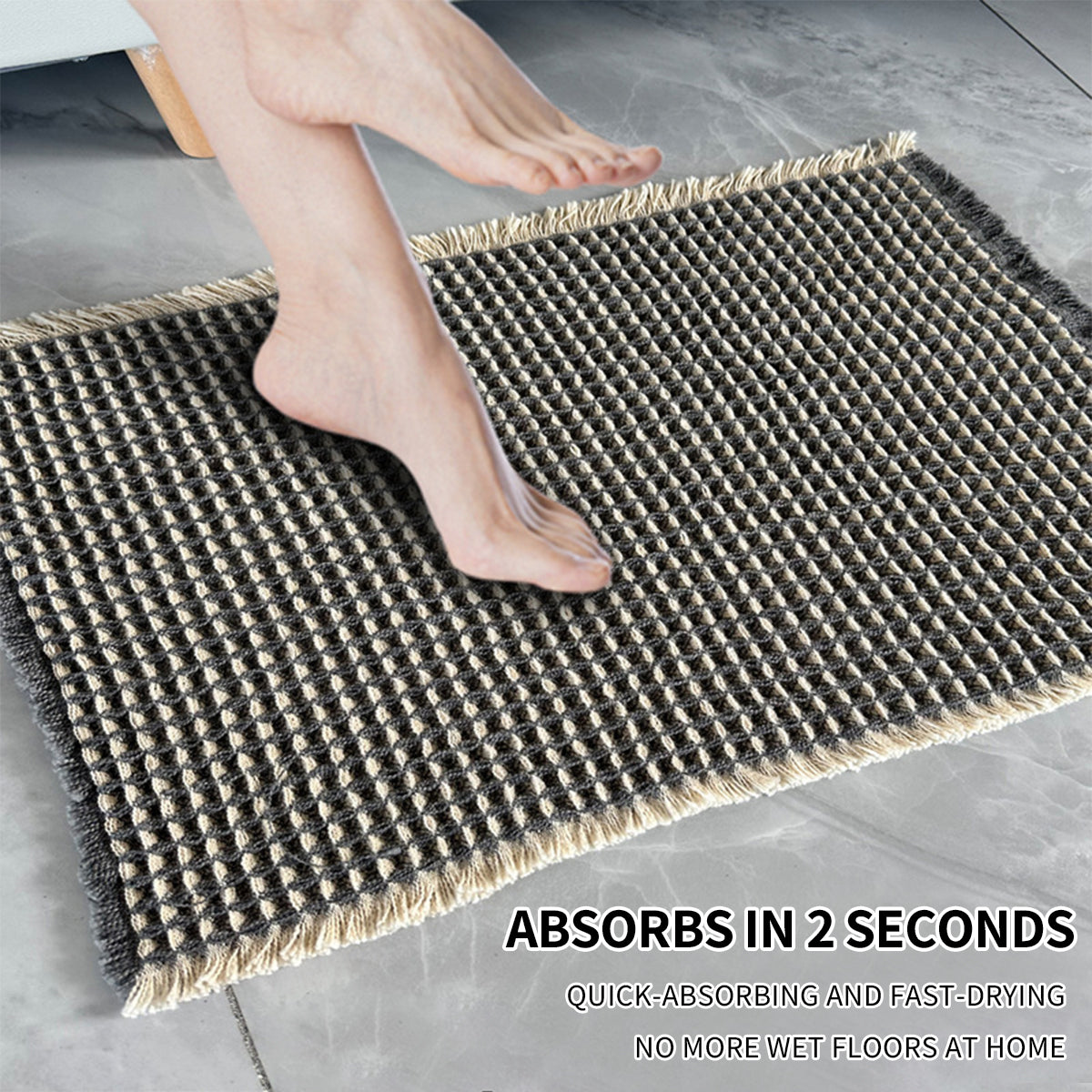 Liveonus Upgraded Waffle Weave Absorbent Non Slip Bath Mat