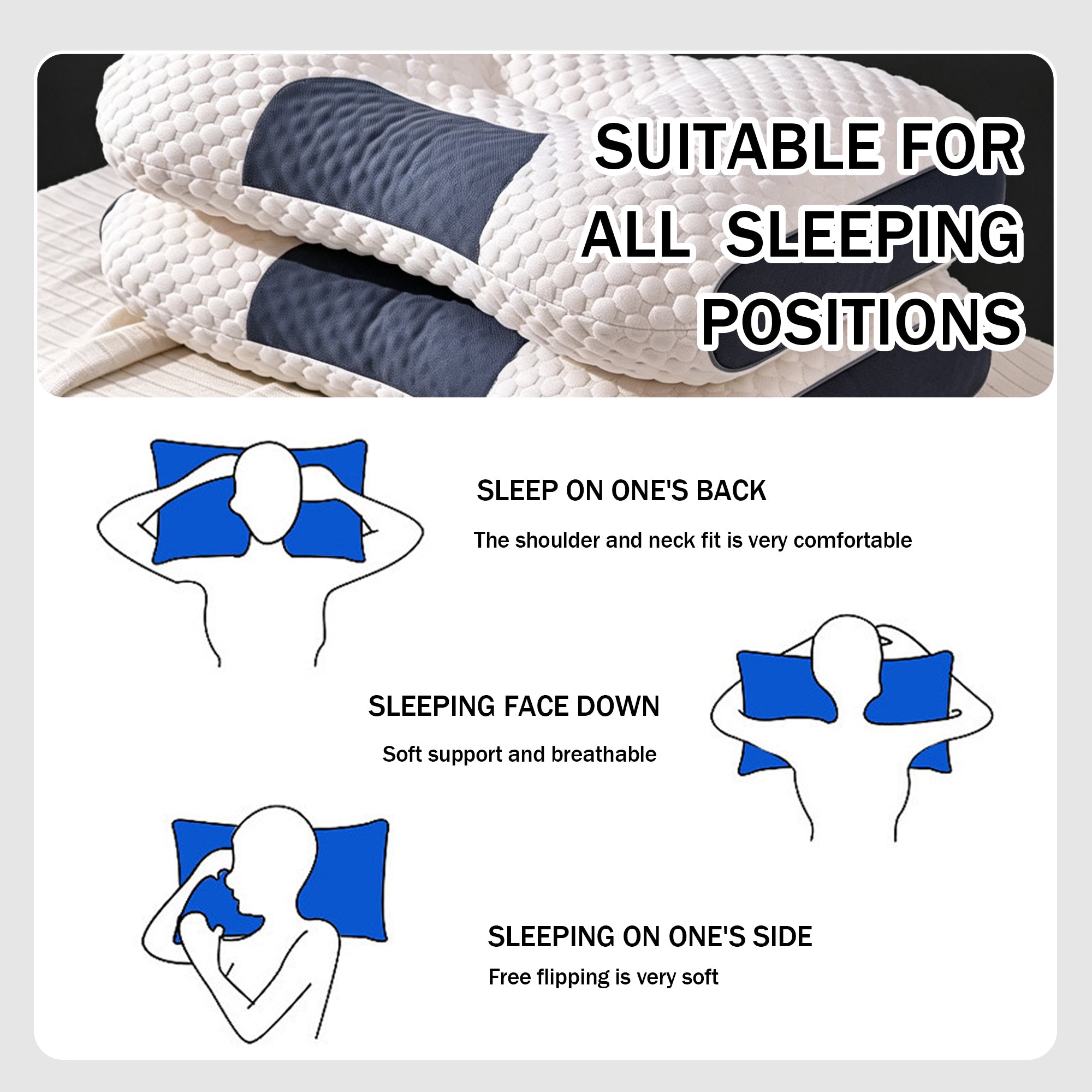 3D Bubble Knit Non-Collapse Ergonomic Partition Support Contour Pillow