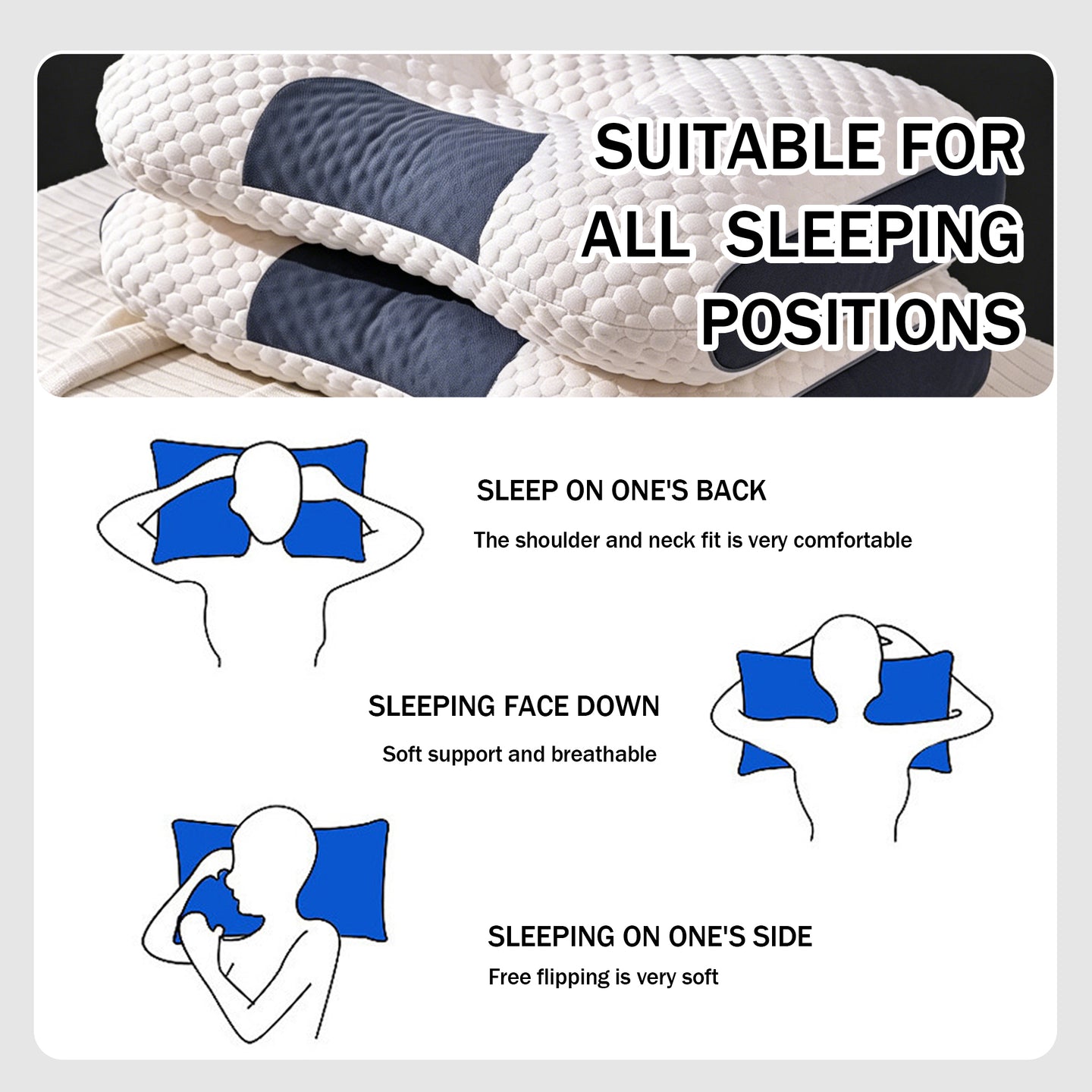 3D Bubble Knit Non-Collapse Ergonomic Partition Support Contour Pillow