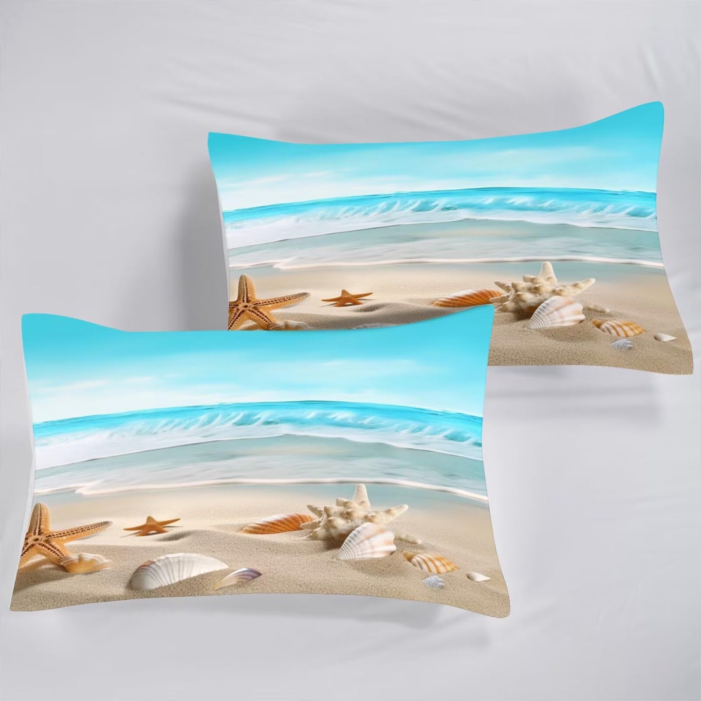 Liveonus 3 Pieces Microfiber Soft Fluffy Beach Themed Coastal Ocean Comforter Sets