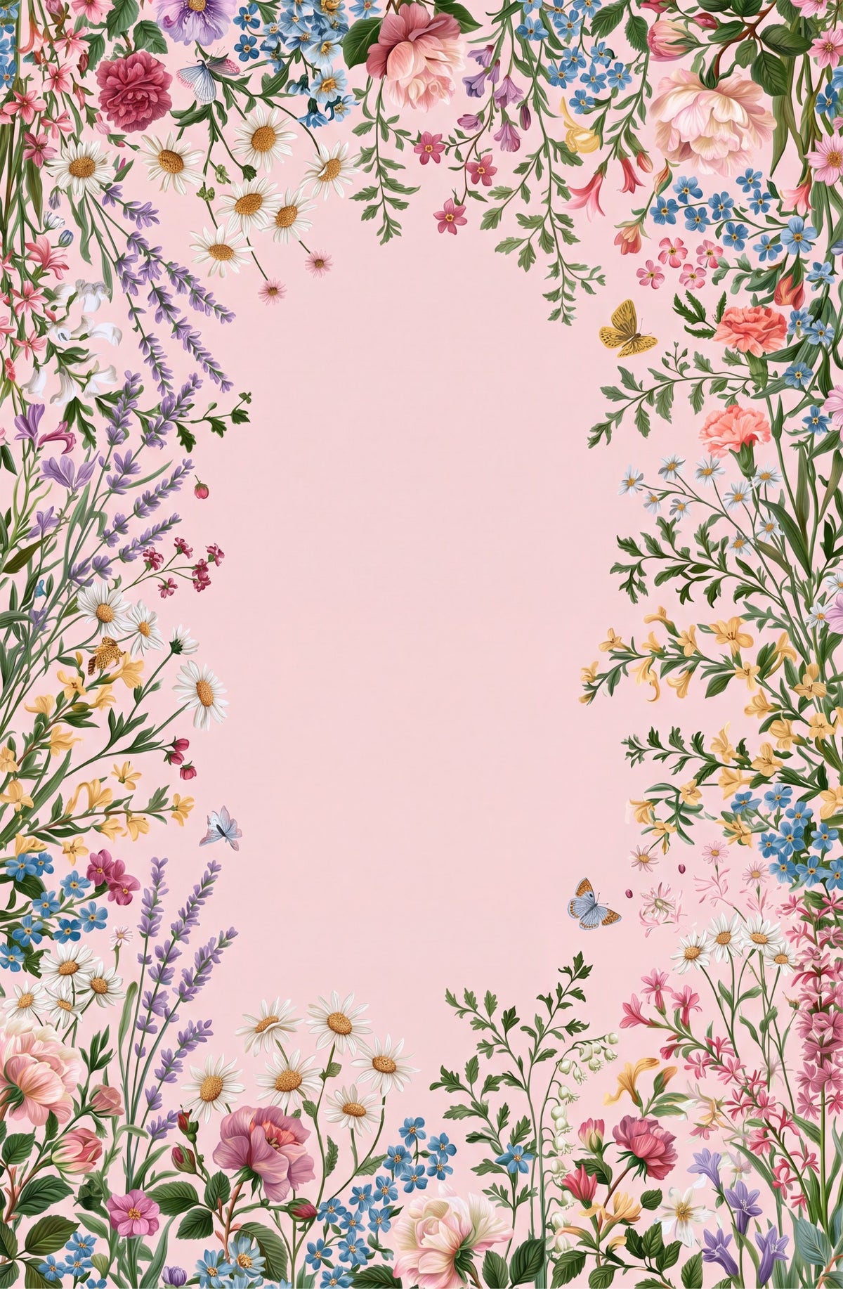 Liveonus Vintage Wildflower Floral Border Non‑Slip Area Rug