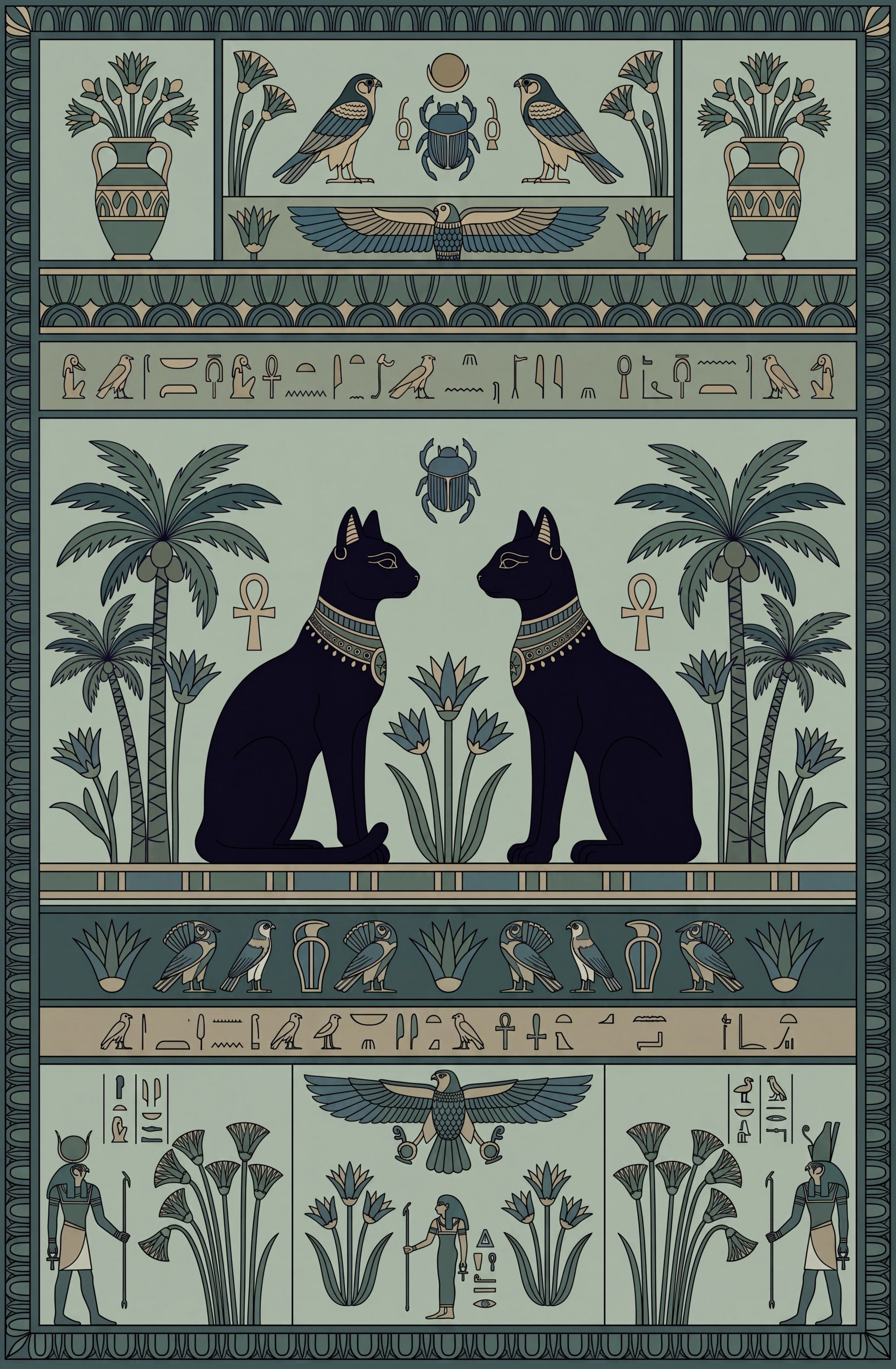 Vintage Ancient Egyptian Mythology Non-Slip Area Rug