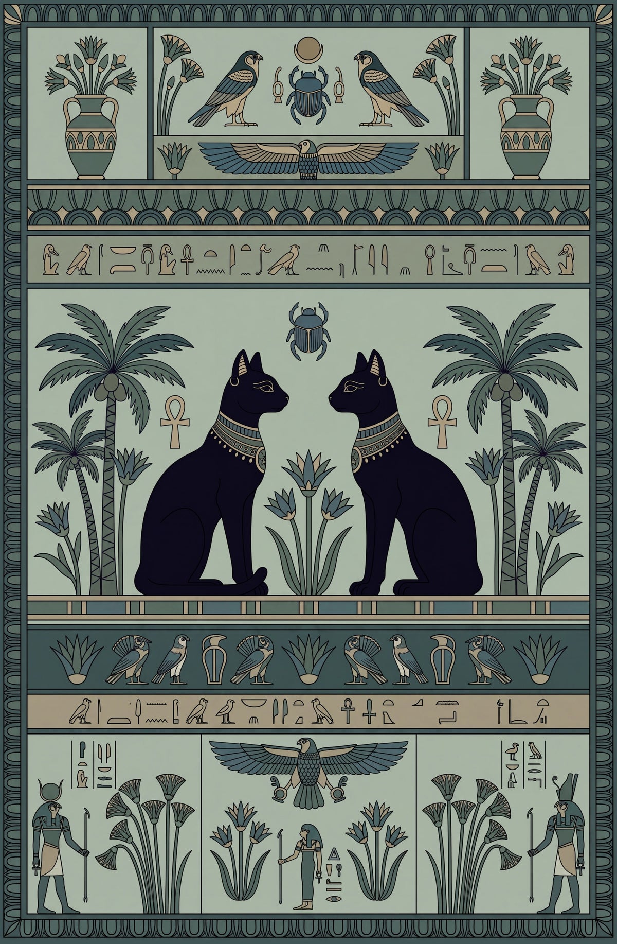Vintage Ancient Egyptian Mythology Non-Slip Area Rug