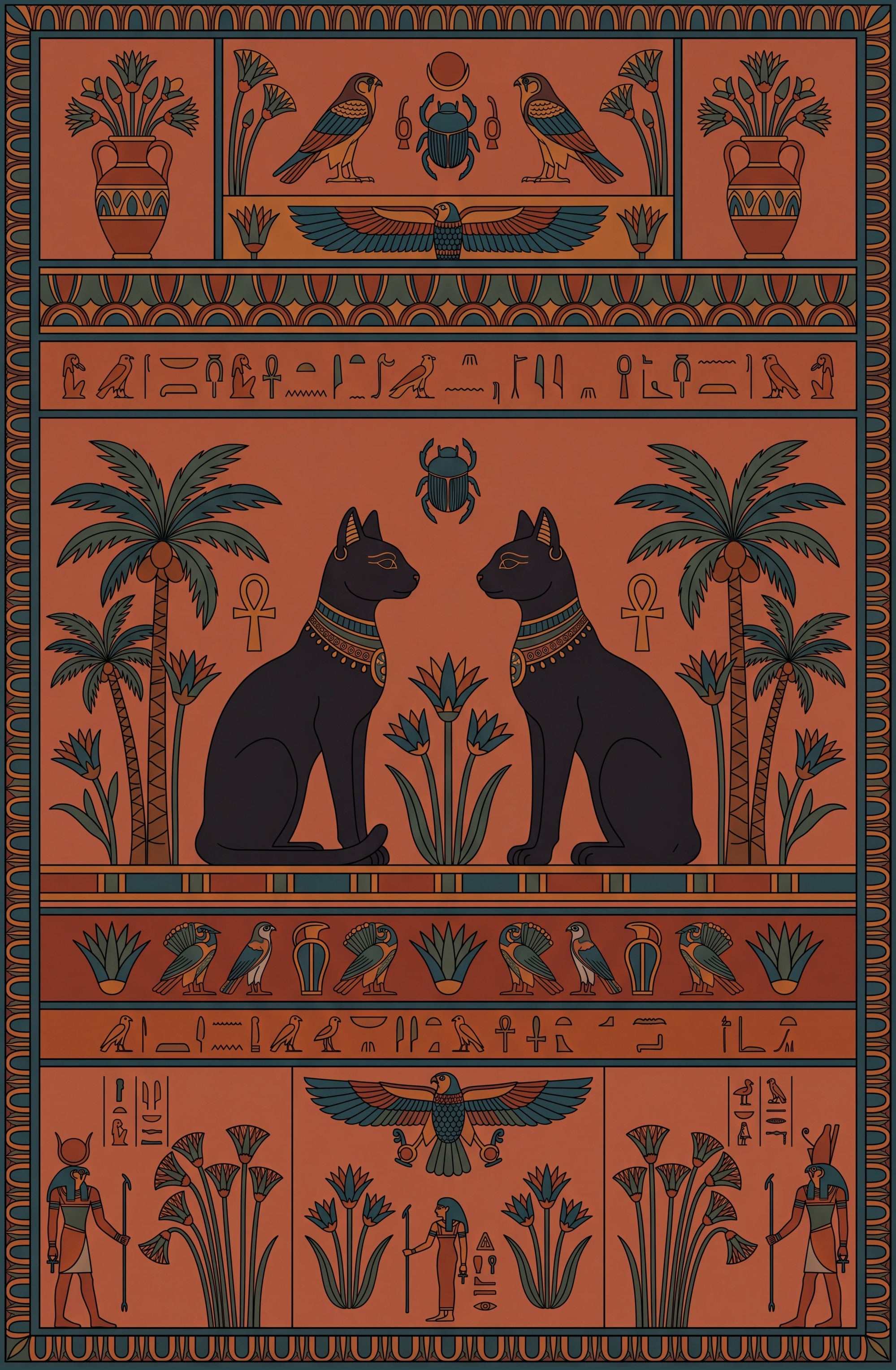 Vintage Ancient Egyptian Mythology Non-Slip Area Rug
