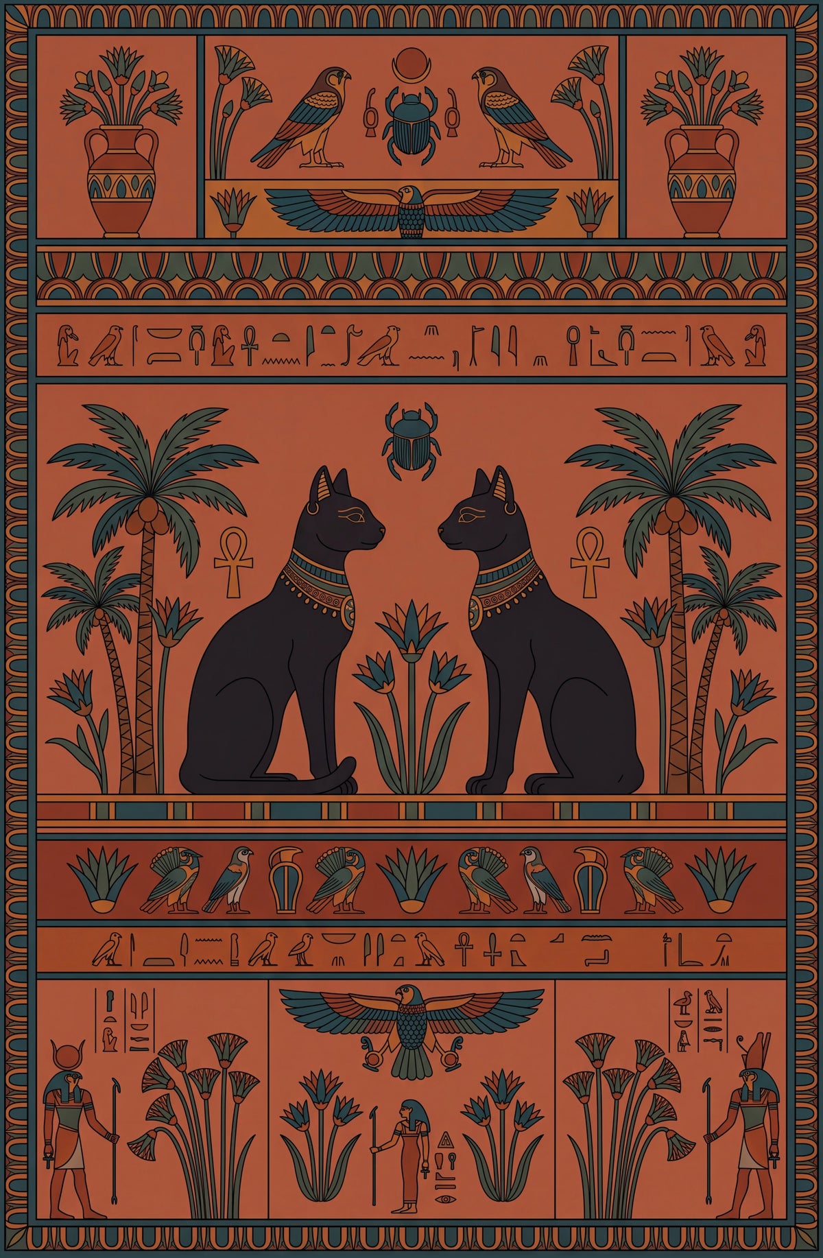 Vintage Ancient Egyptian Mythology Non-Slip Area Rug