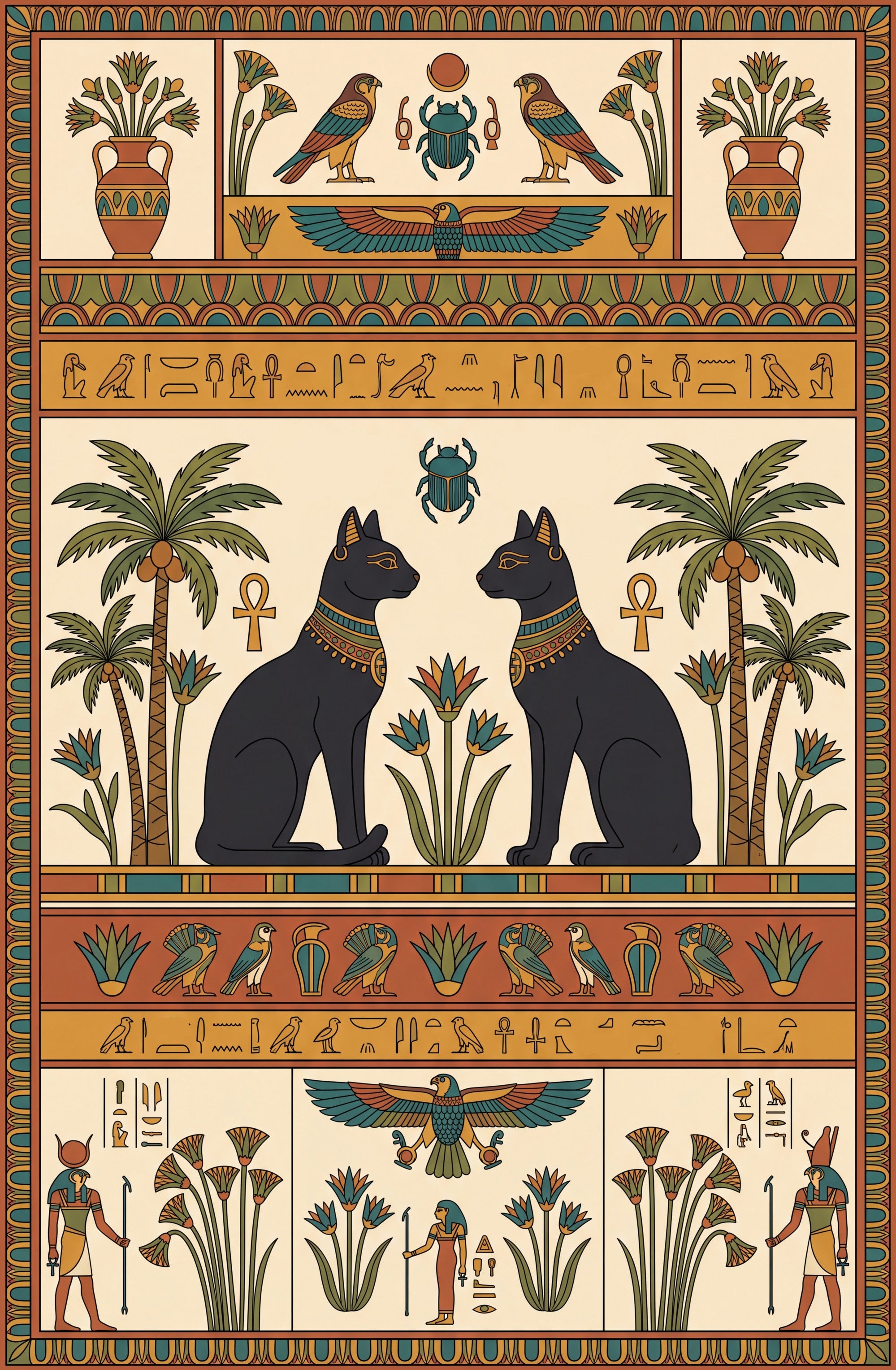 Vintage Ancient Egyptian Mythology Non-Slip Area Rug