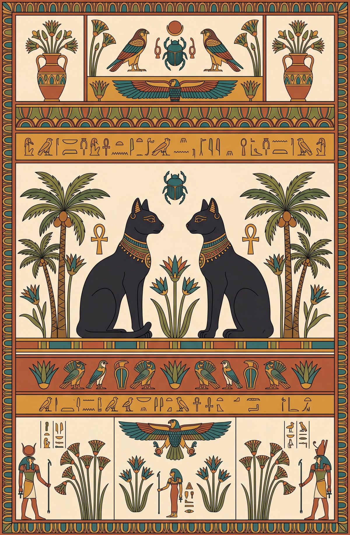 Vintage Ancient Egyptian Mythology Non-Slip Area Rug