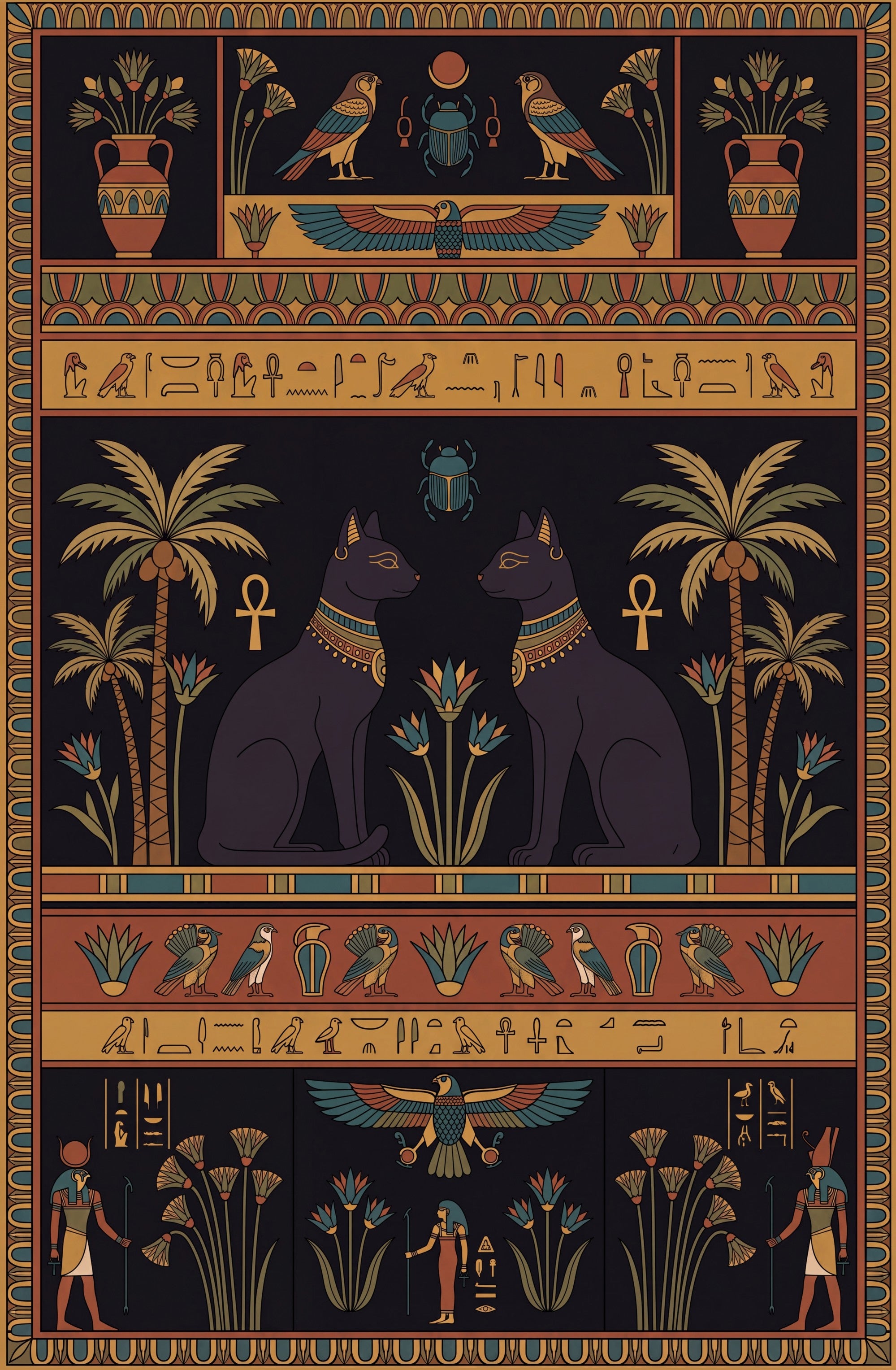 Vintage Ancient Egyptian Mythology Non-Slip Area Rug