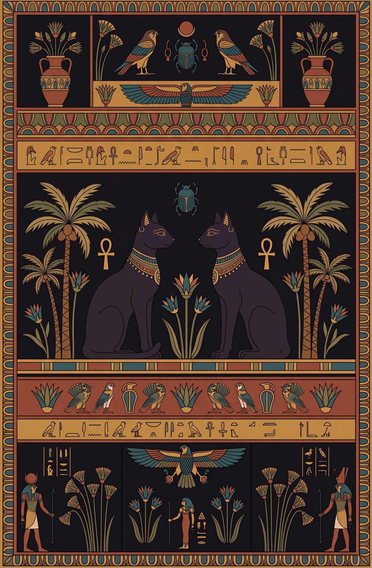 Vintage Ancient Egyptian Mythology Non-Slip Area Rug
