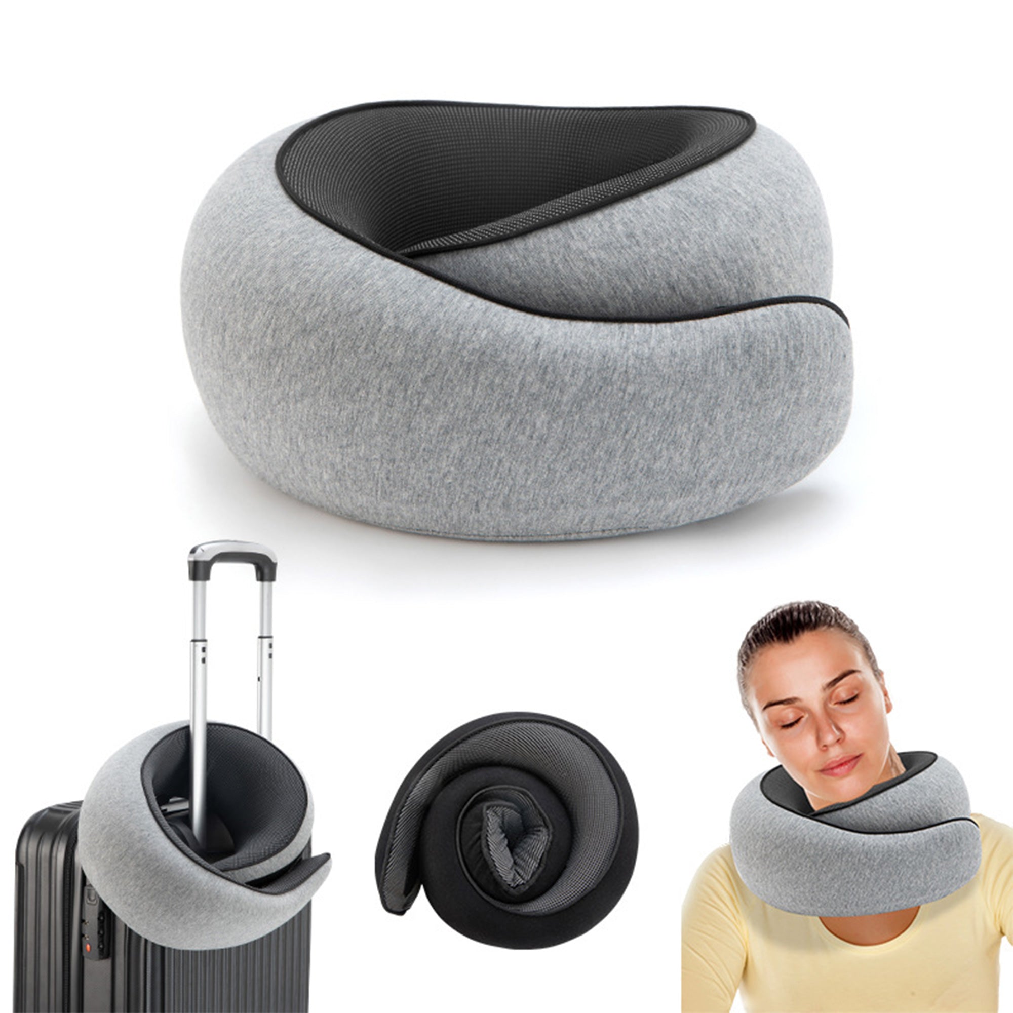 360° Ergonomic Memory Foam Travel Neck Pillow – Wrap-Around Chin Support