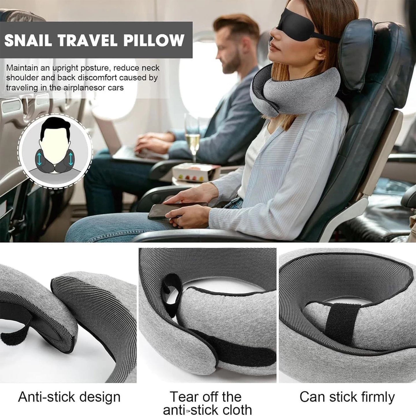 360° Ergonomic Memory Foam Travel Neck Pillow – Wrap-Around Chin Support