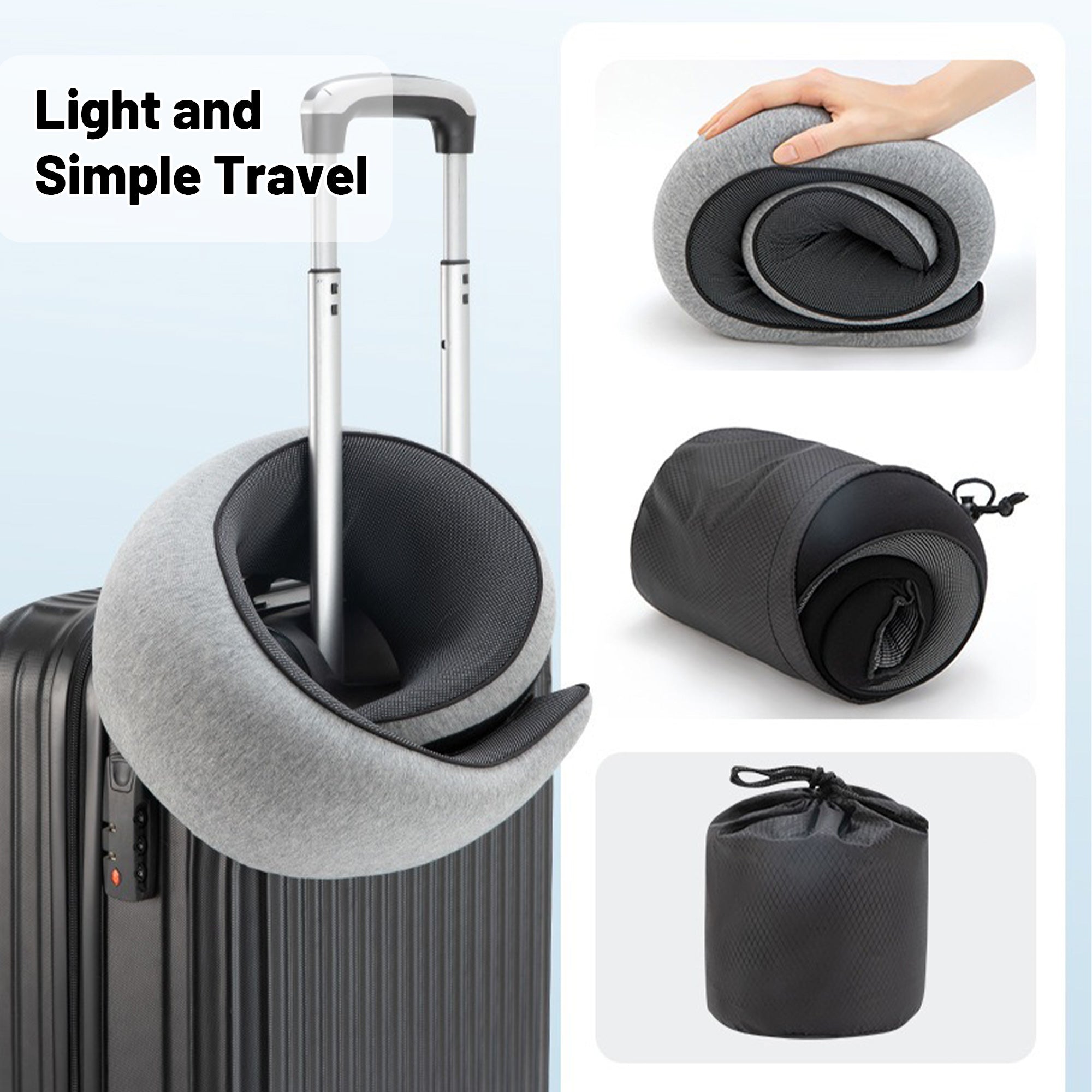 360° Ergonomic Memory Foam Travel Neck Pillow – Wrap-Around Chin Support