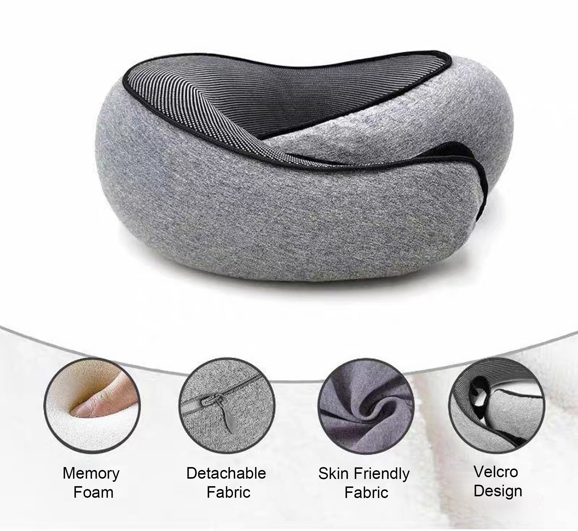 360° Ergonomic Memory Foam Travel Neck Pillow – Wrap-Around Chin Support